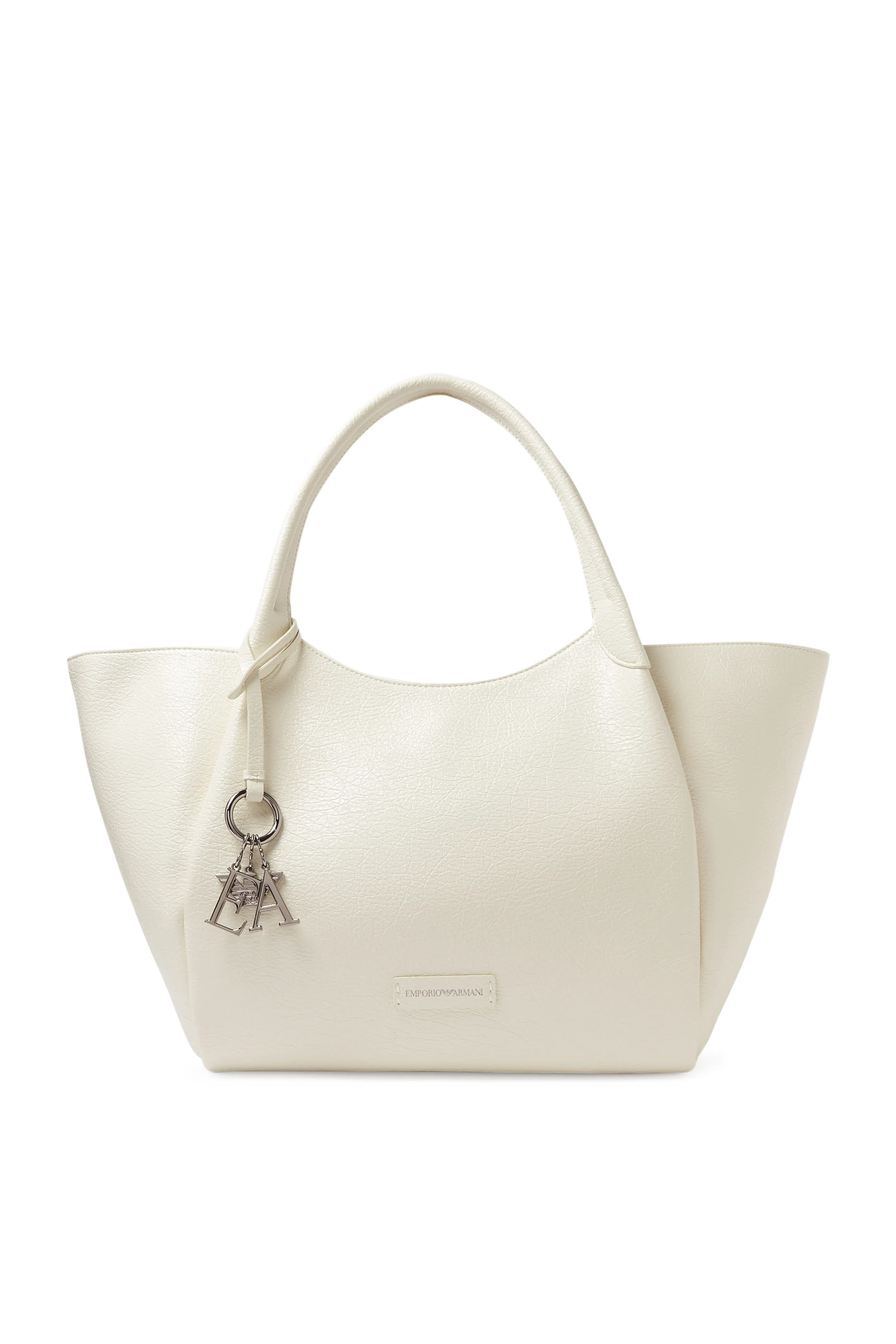 حقيبة يد بحلية شعار الماركة جلد