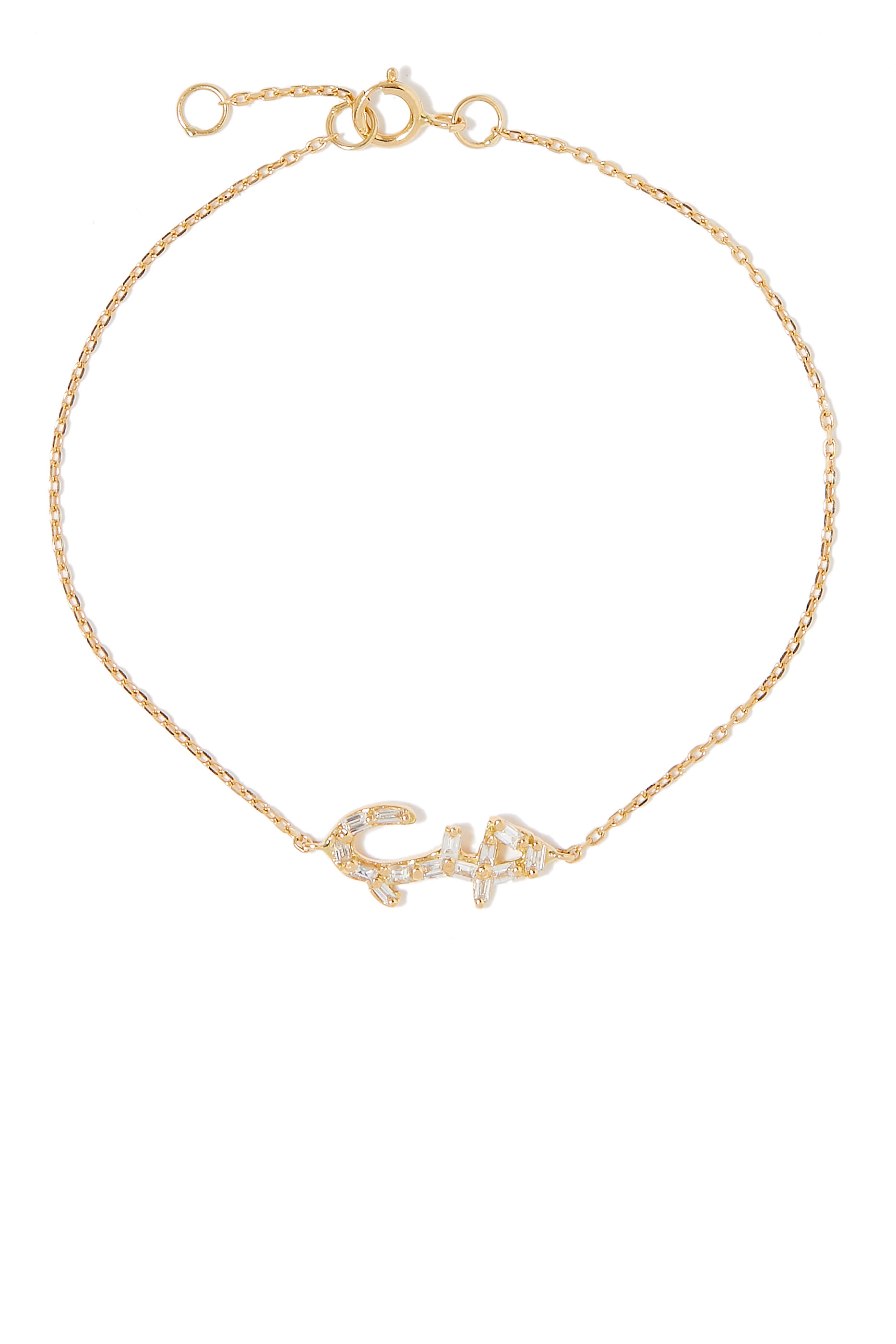 سوار بحلية بكلمة حب مرصعة بالماس ذهب أصفر عيار 18