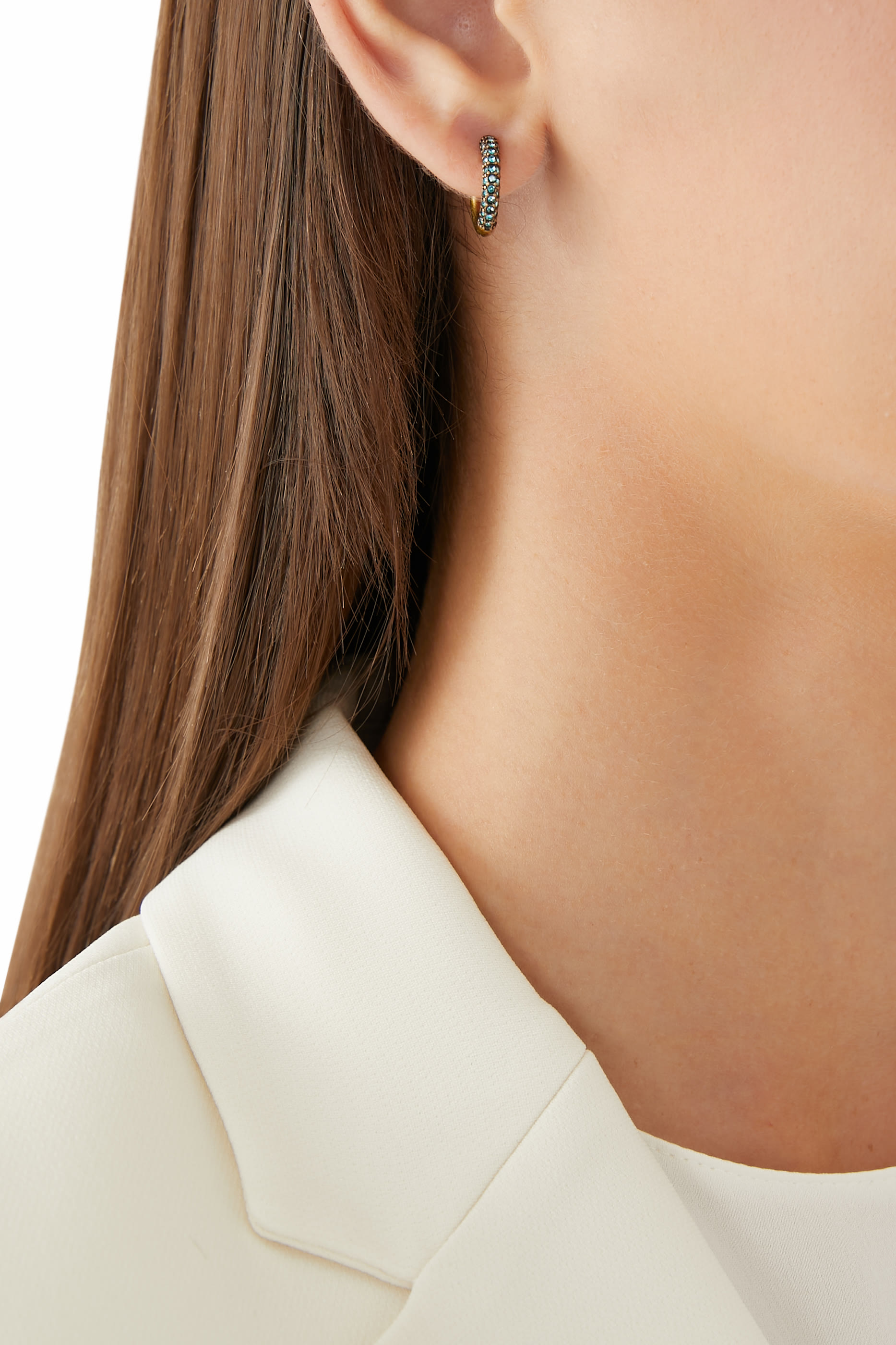 أقراط هاجي مرصعة بأحجار بافيه، نحاس