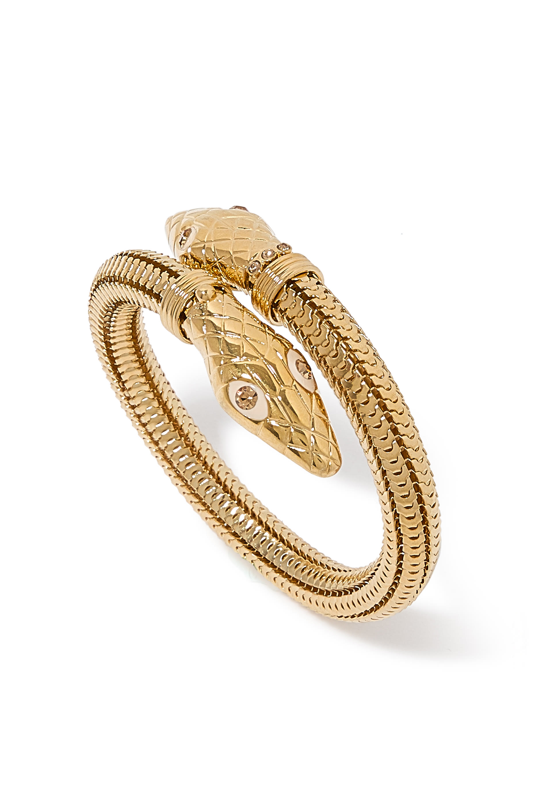 سوار بتصميم كوبرا مزين بمينا، نحاس مطلي بالذهب