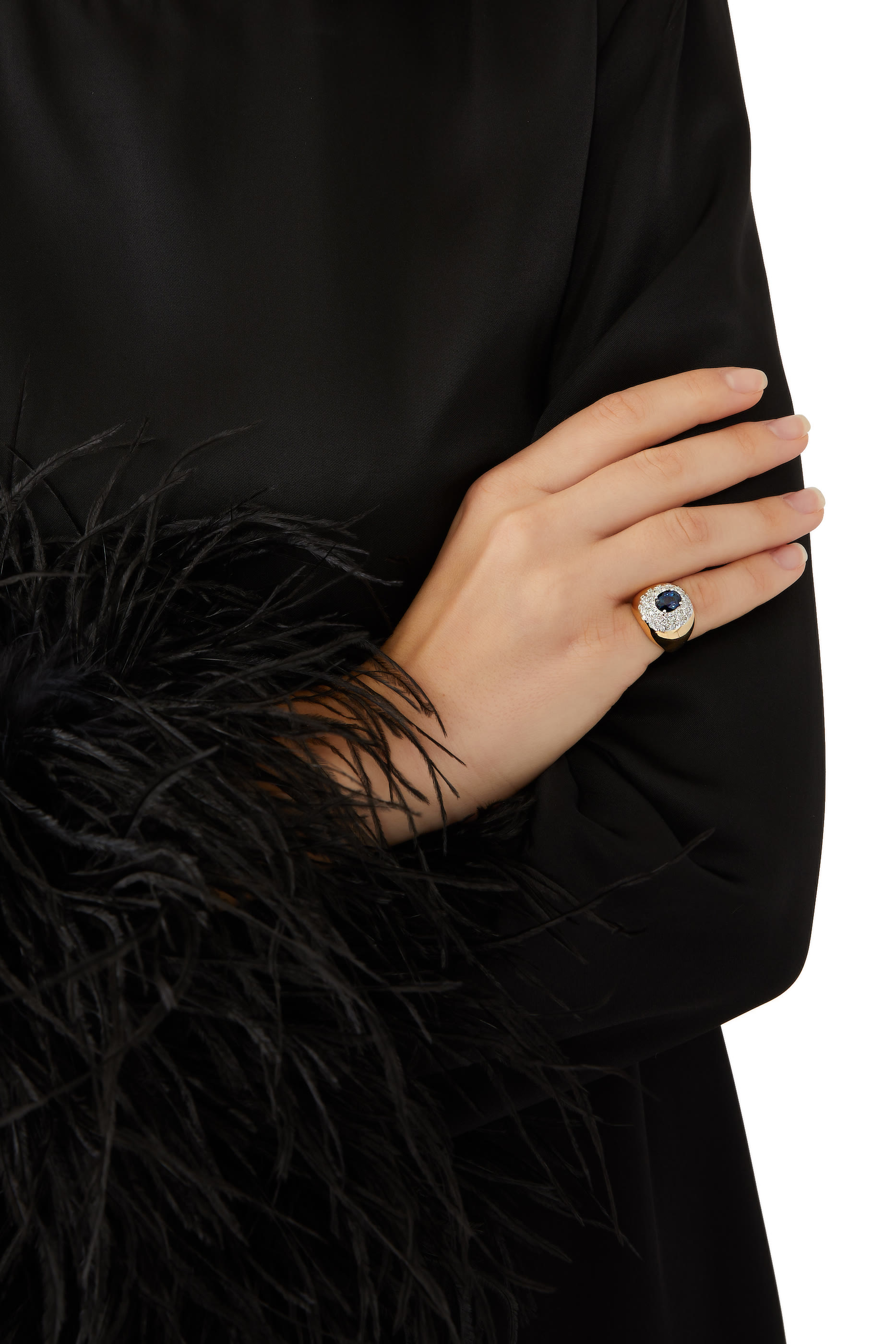 خاتم بومبادور بوجه مرصع بالياقوت والماس ذهب أصفر عيار 18