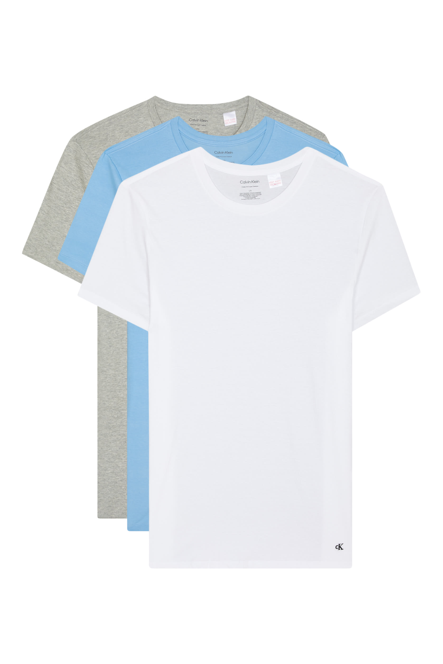 طقم تيشيرت كلاسيكي بياقة ضيقة قطن، 3 قطع