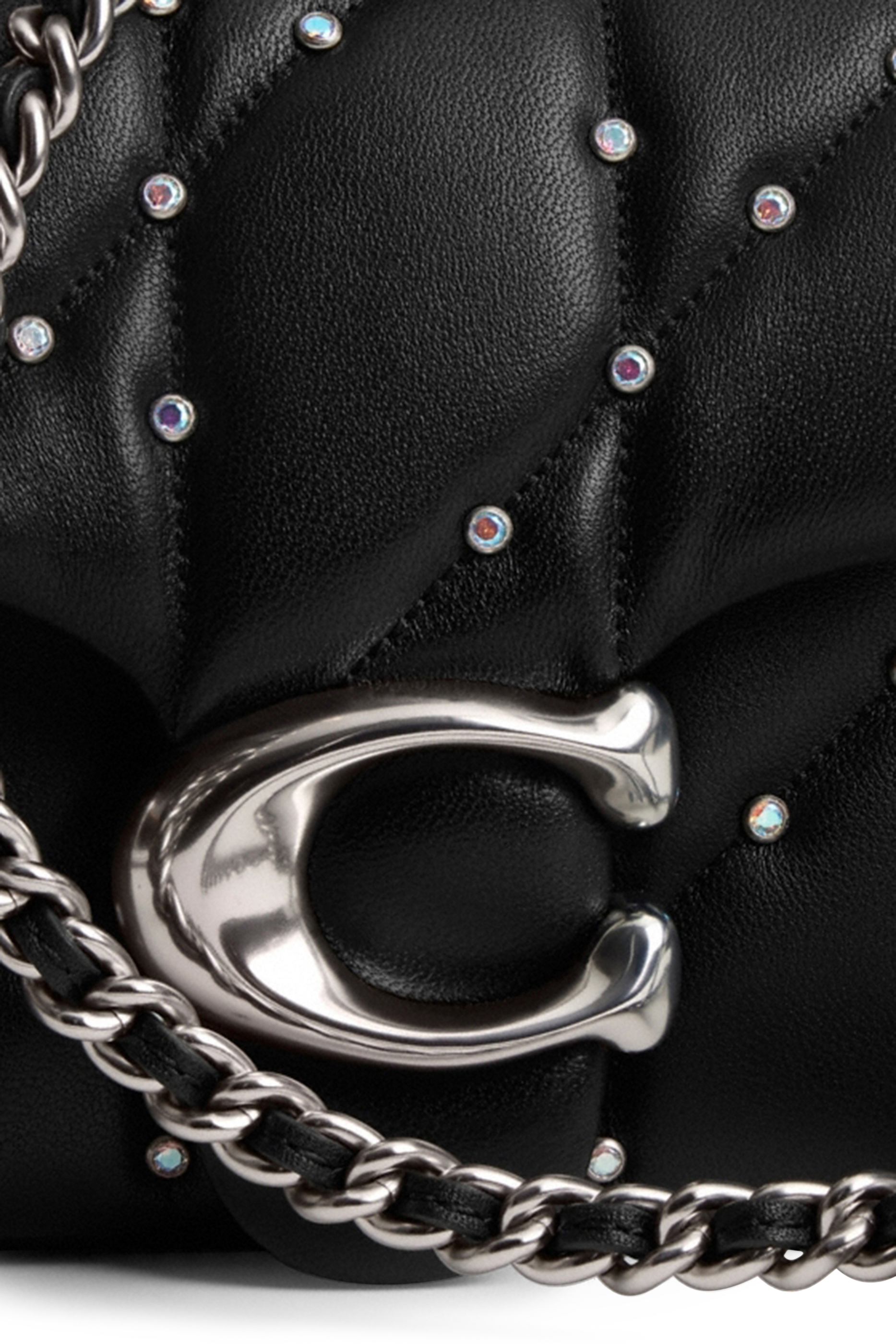 حقيبة كتف تابي 20 جلد مبطن مرصعة بالكريستال