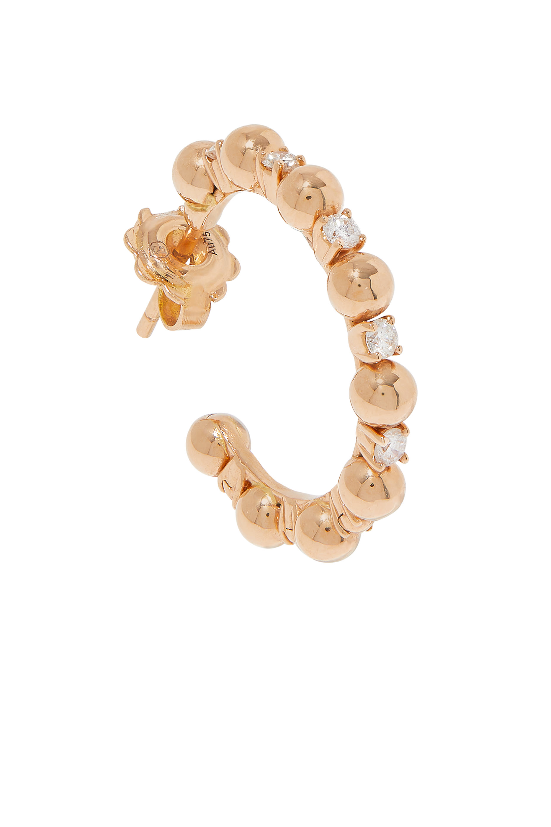 أقراط جيفو صغيرة مرصعة بالماس الياباني ذهب وردي عيار 18