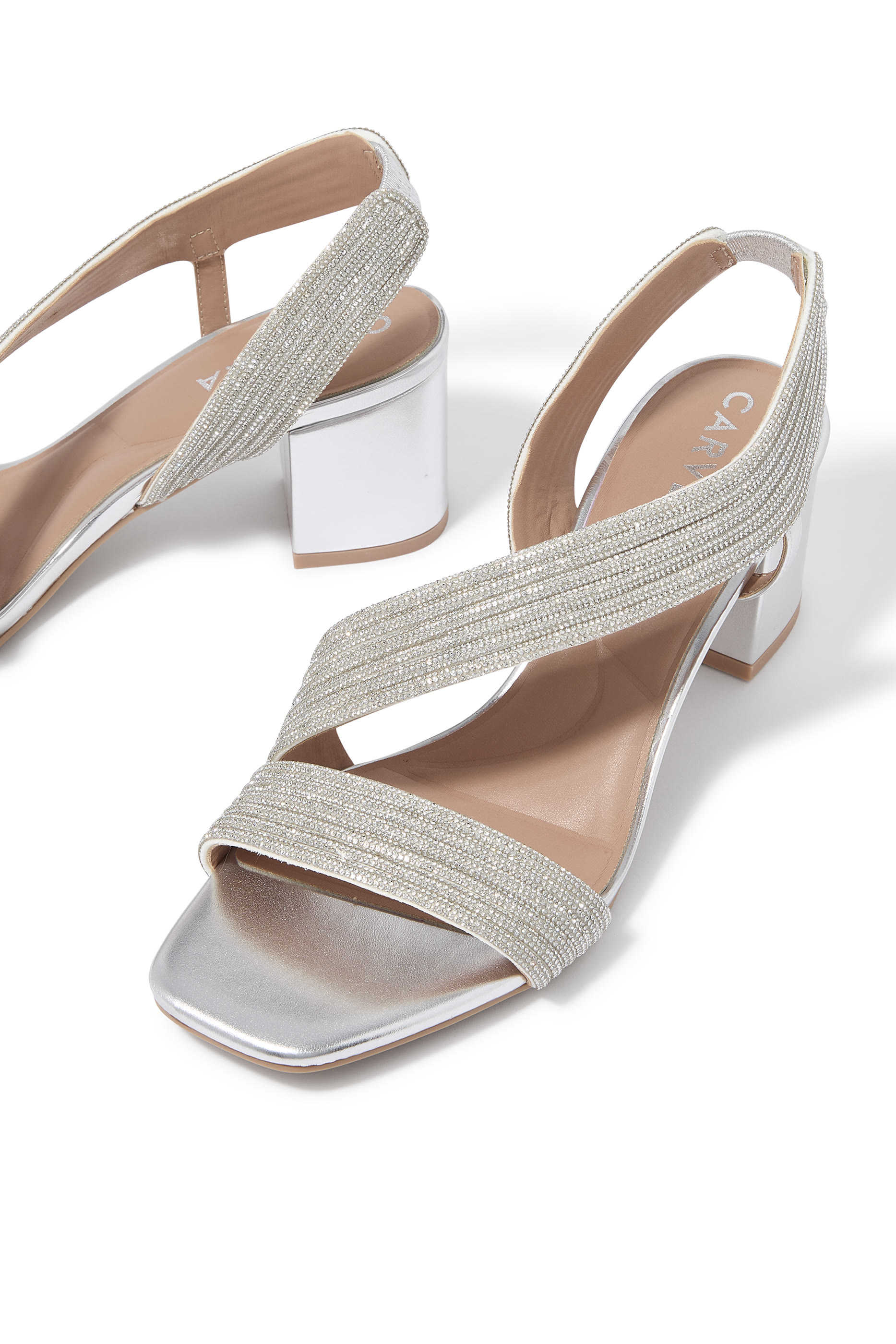 صندل كارفيلا غالا 60 بكعب سميك مزين بأحجار لرمضان