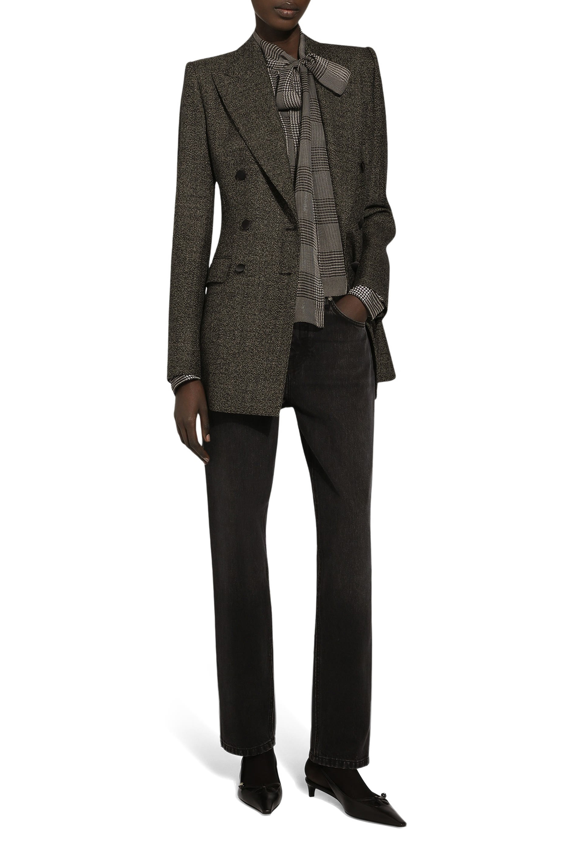 قميص بنقشة مربعات جلين حرير شيفون