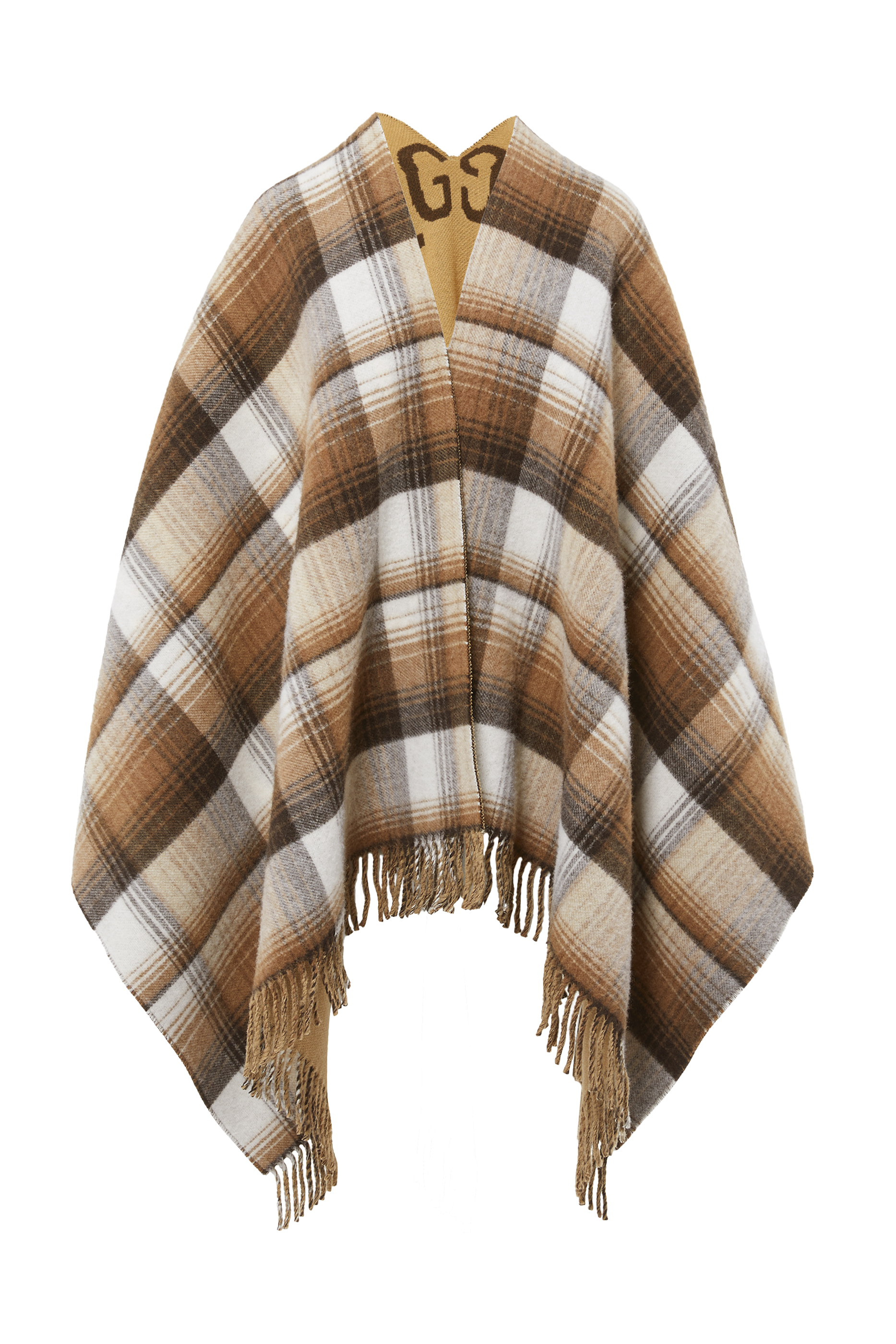 بونشو بوجهين صوف بنقشة شعار GG