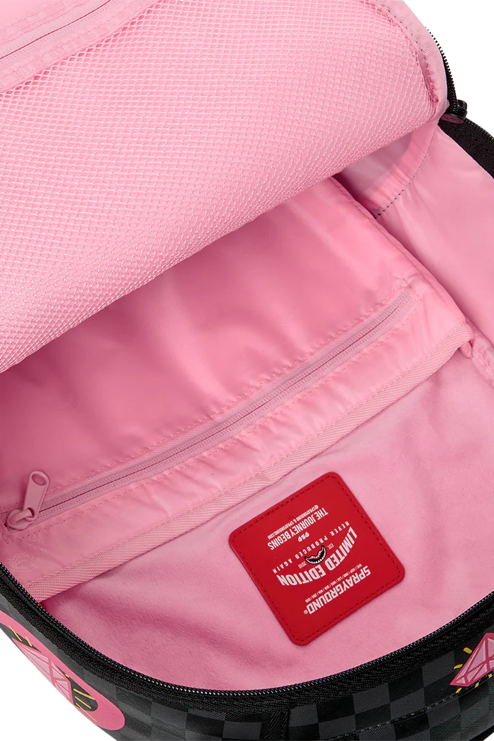 حقيبة ظهر بنقشة النمر الوردي والقرش الماسي للأطفال