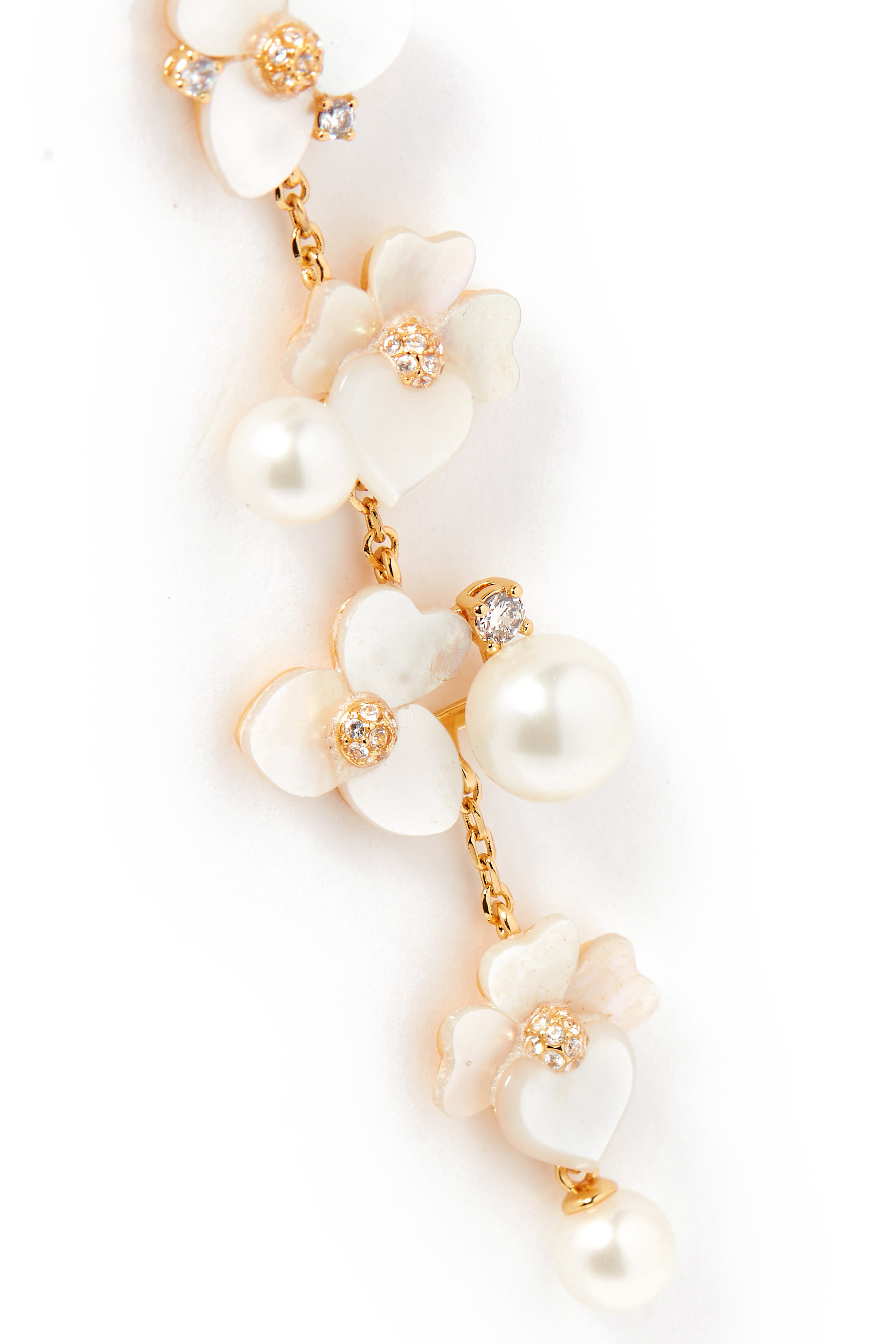 أقراط بريشس بانسي متدلية مرصعة بعرق اللؤلؤ وأحجار زركونيا مكعبة معدن مطلي