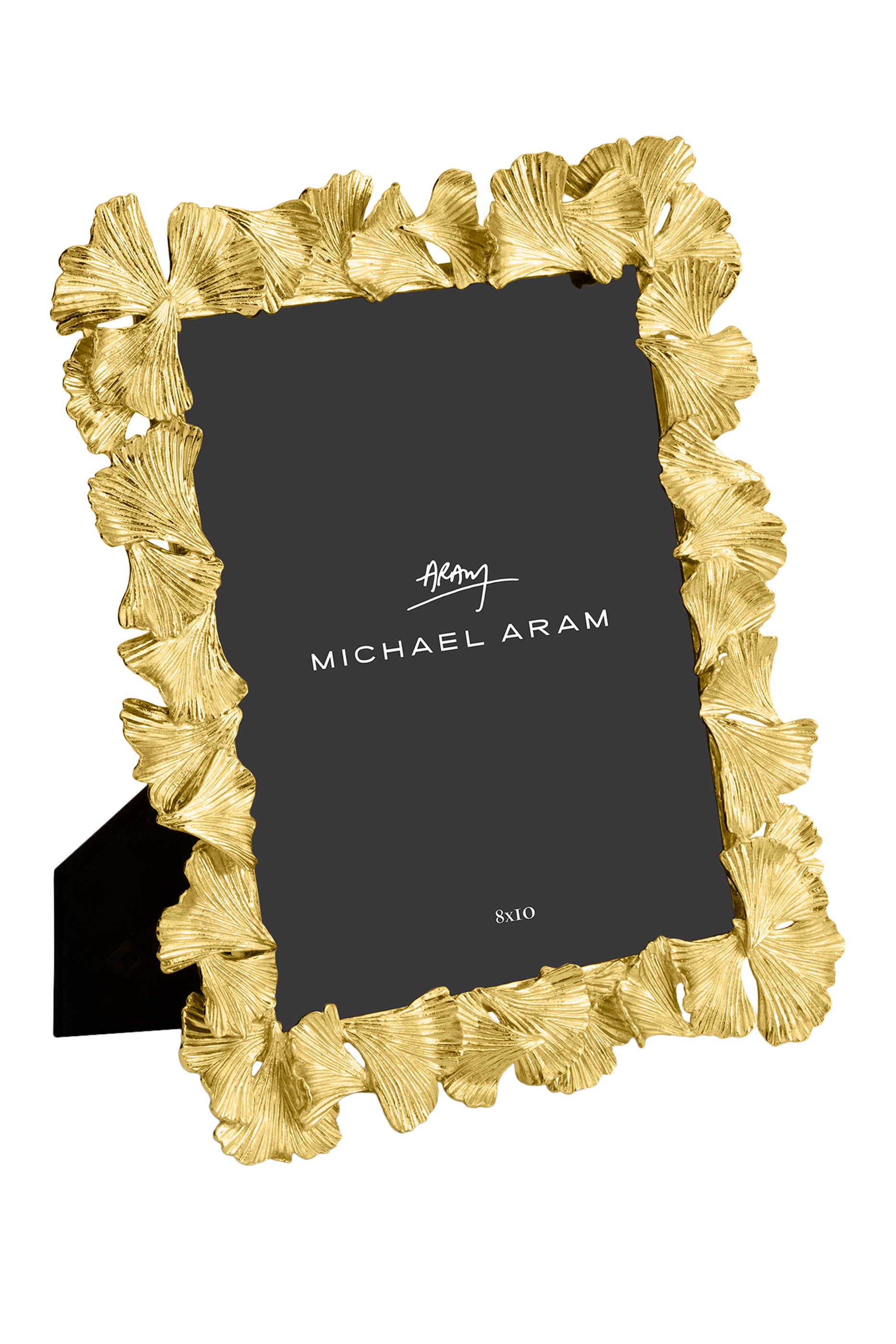 إطار صور بأوراق جنكة بلون ذهبي