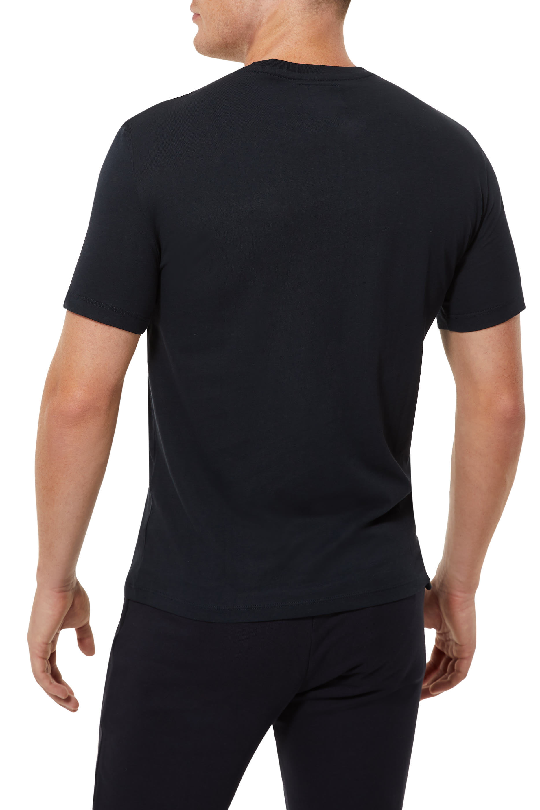 تي شيرت قطن بفتحة رقبة مستديرة وشعار A | X