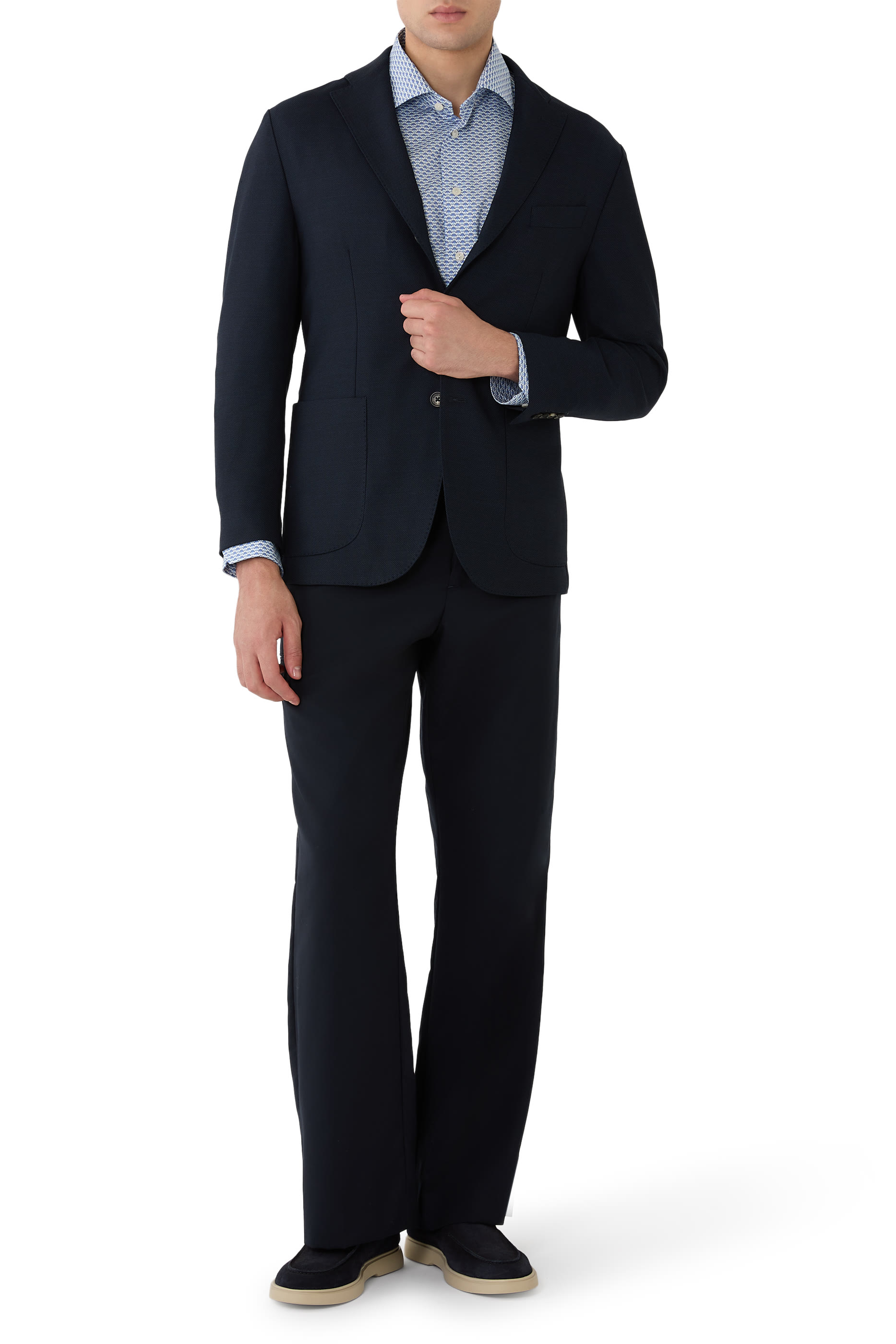 قميص تويل مميز للماركة بنقشة هندسية