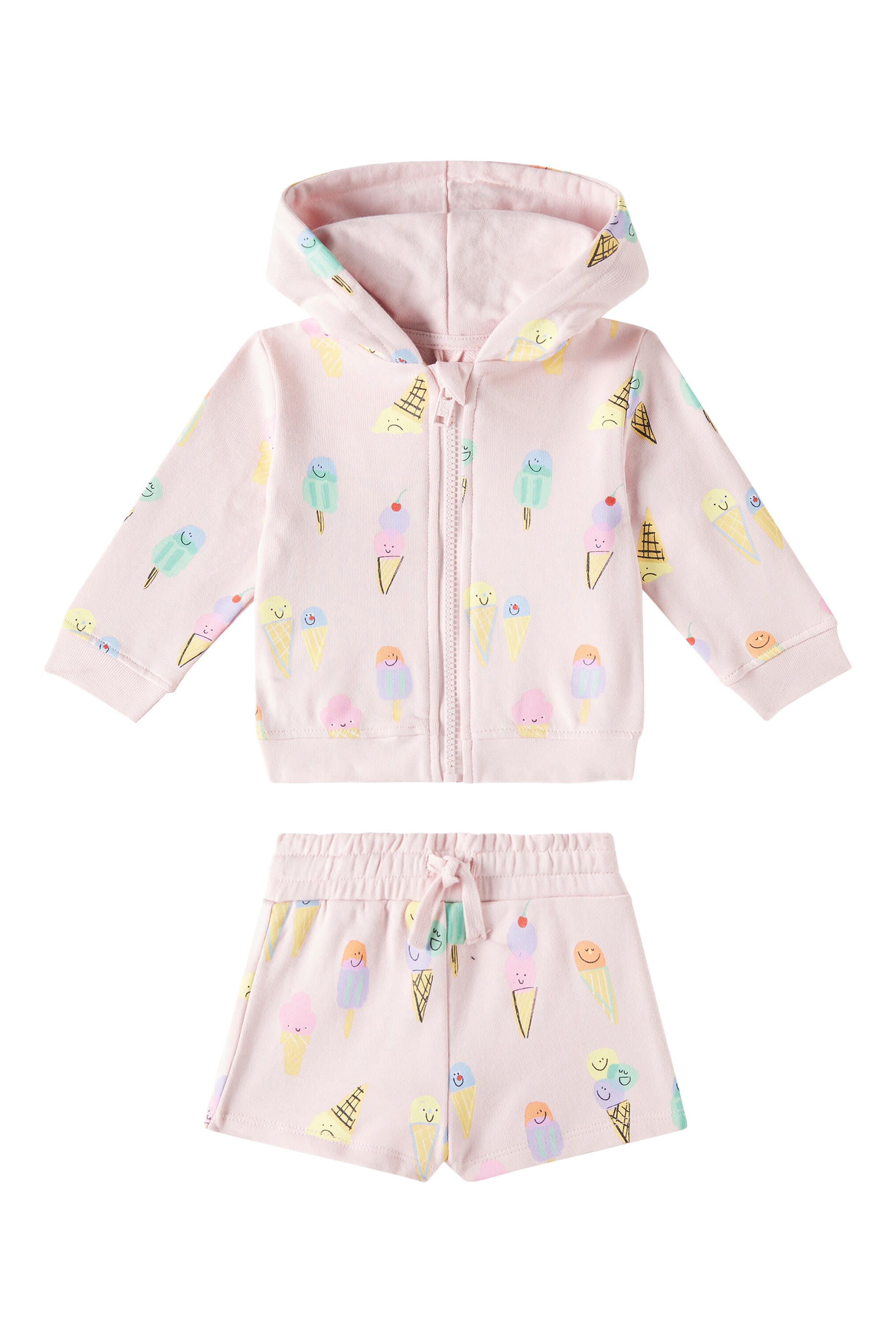 طقم سويت شيرت وهودي بشعار الماركة قطن للأطفال