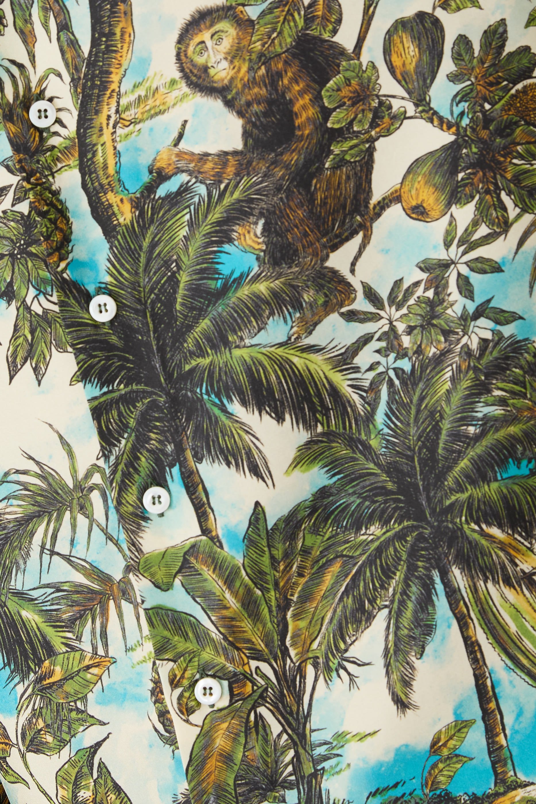 قميص بياقة مطوية ونقشات قرد