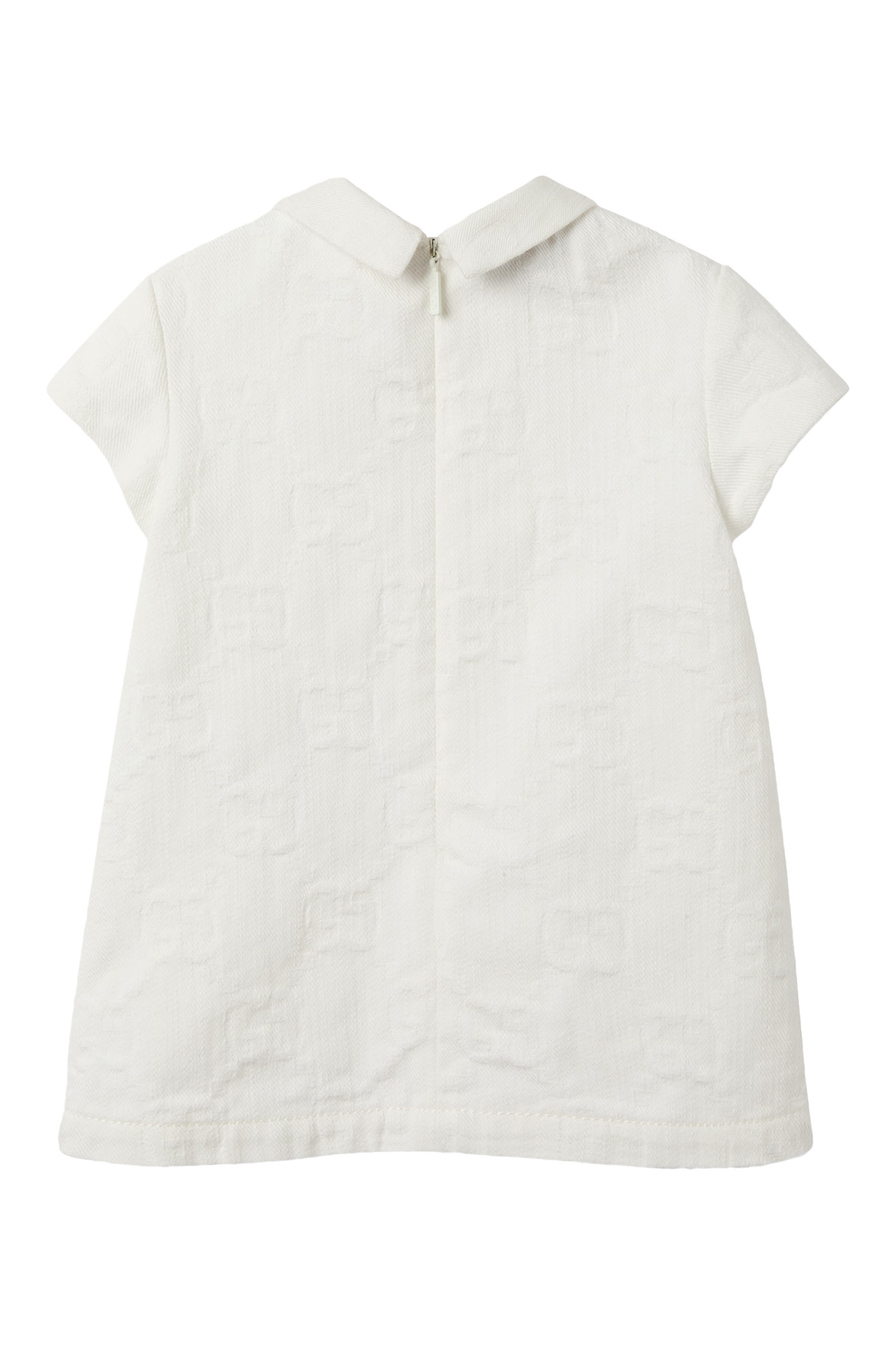 فستان بنقشة شعار الماركة وشريط ويب دنيم للأطفال