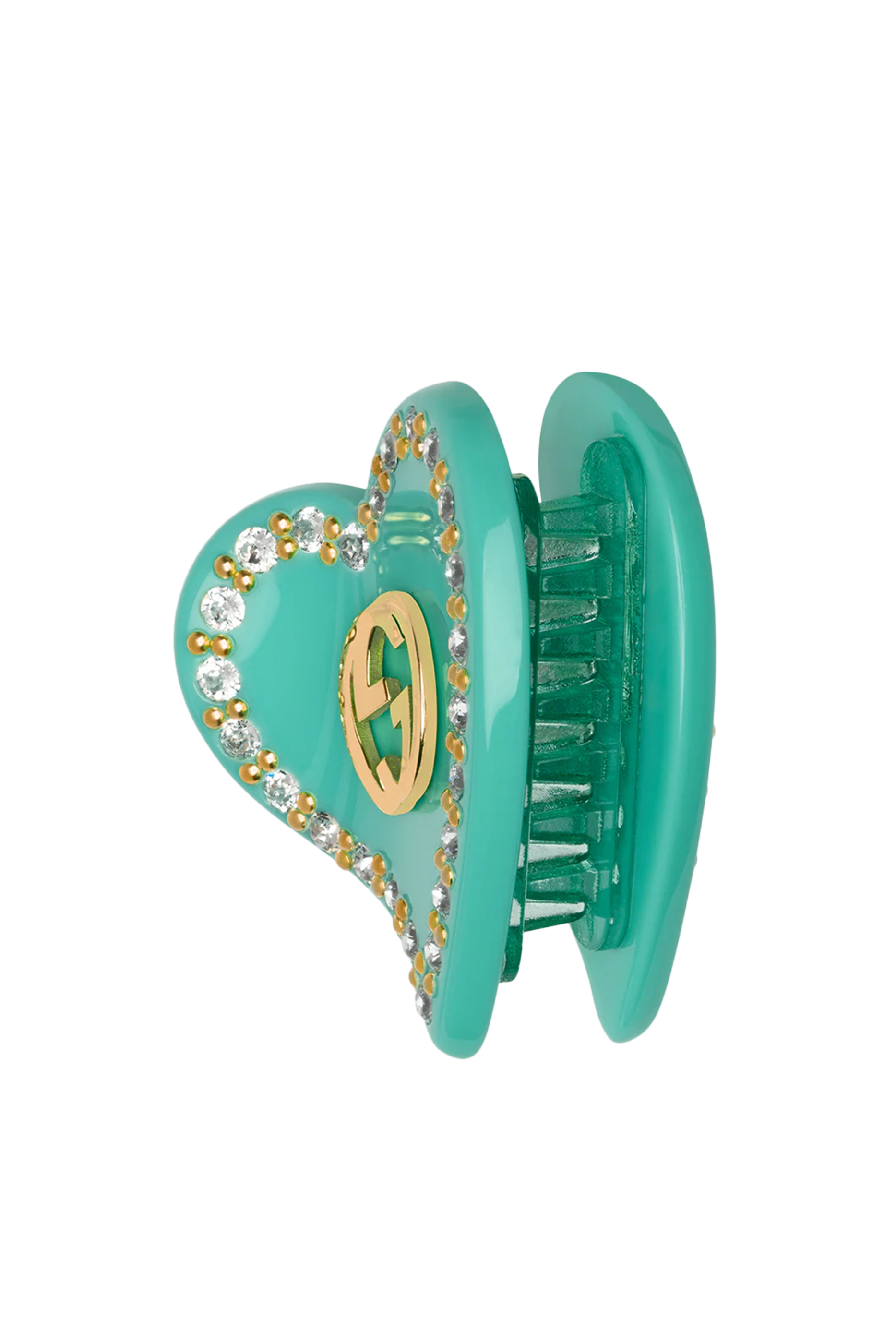 مشبك شعر بتصميم قلب بحرفي شعار الماركة متداخلين