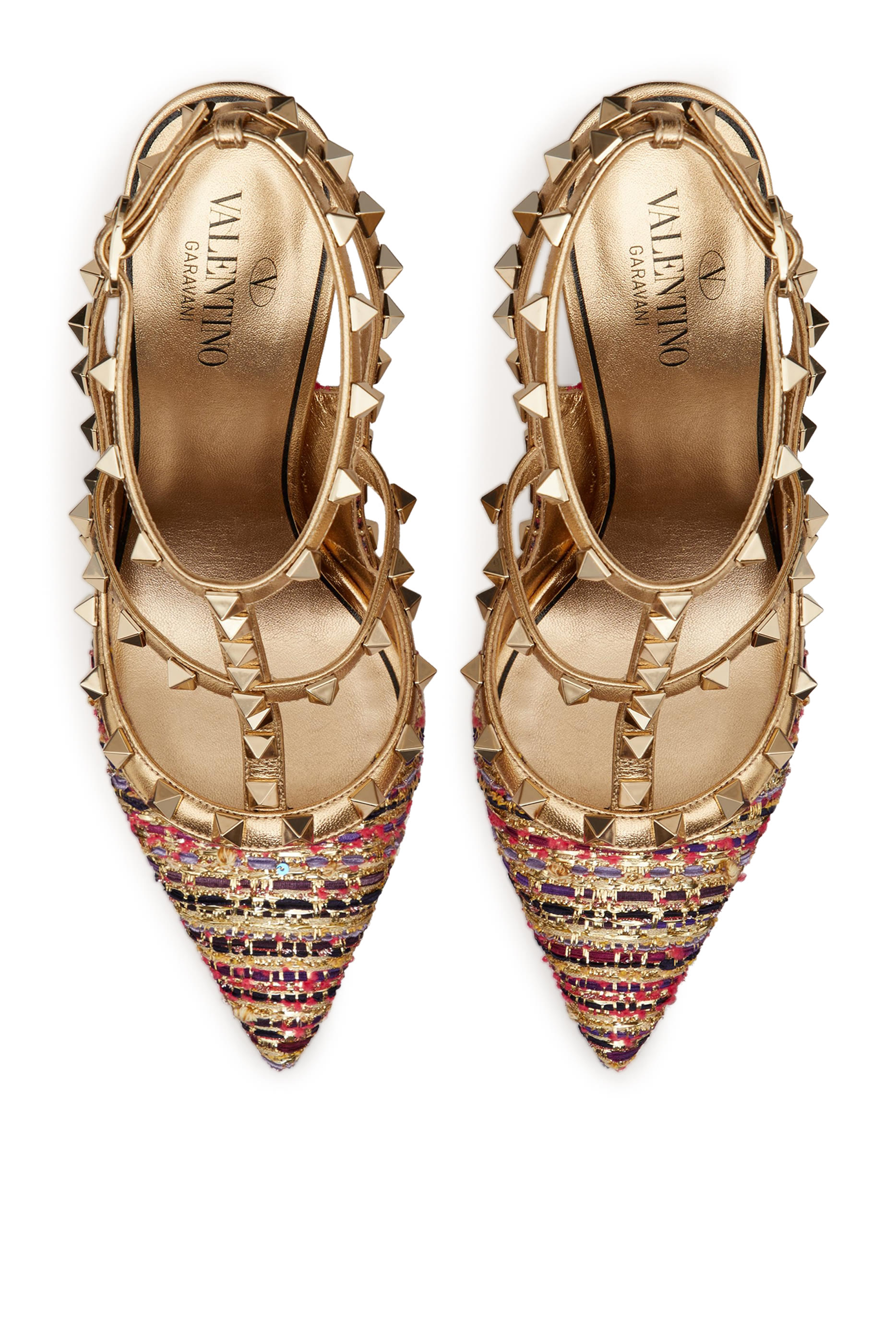 حذاء كلاسيك 100 فالنتينو غارافاني تويد مرصعة بحلي هرمية