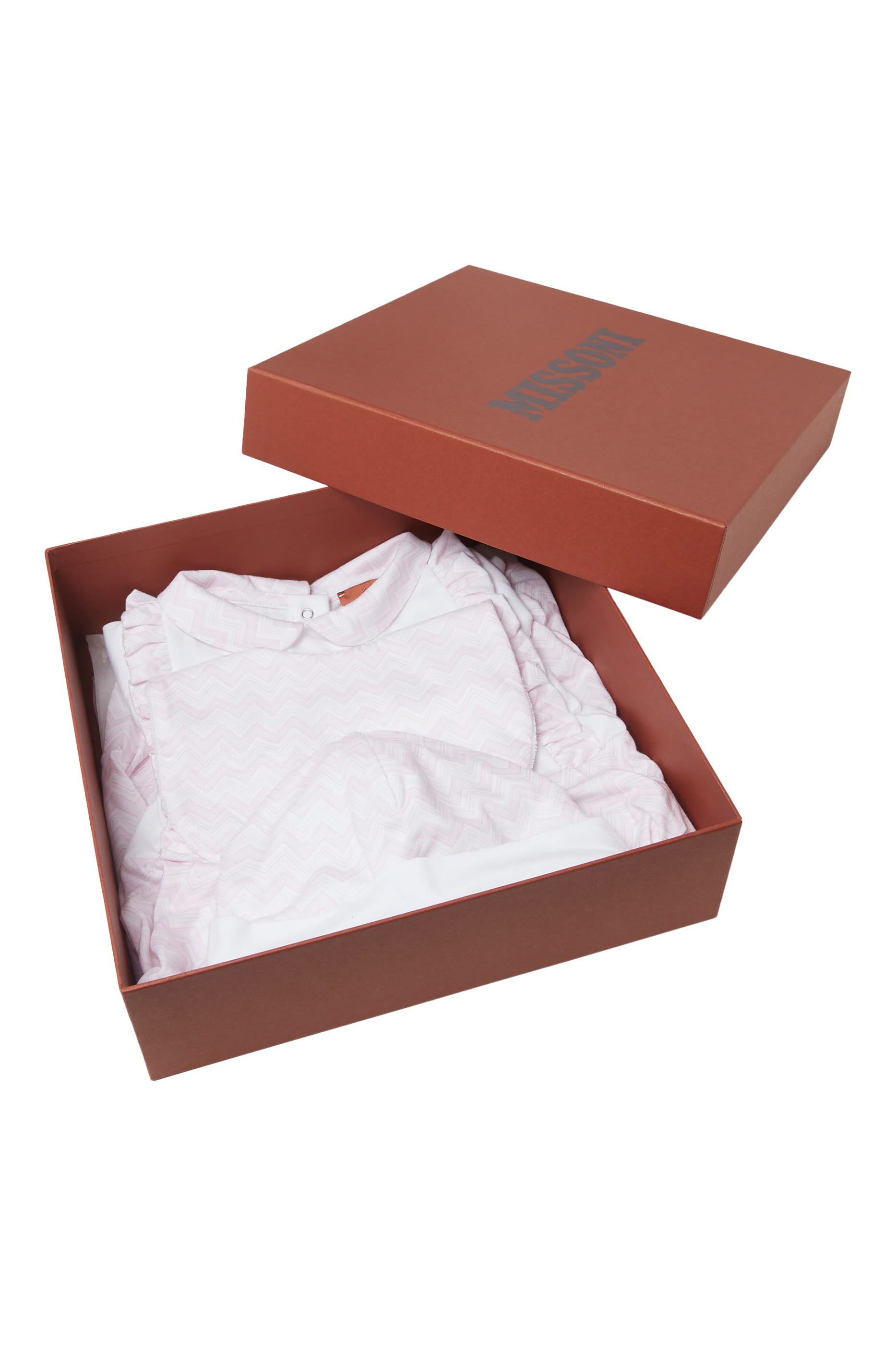 طقم لباس قطعة واحدة، قبعة ومريلة بنقشة خطوط متعرجة للأطفال