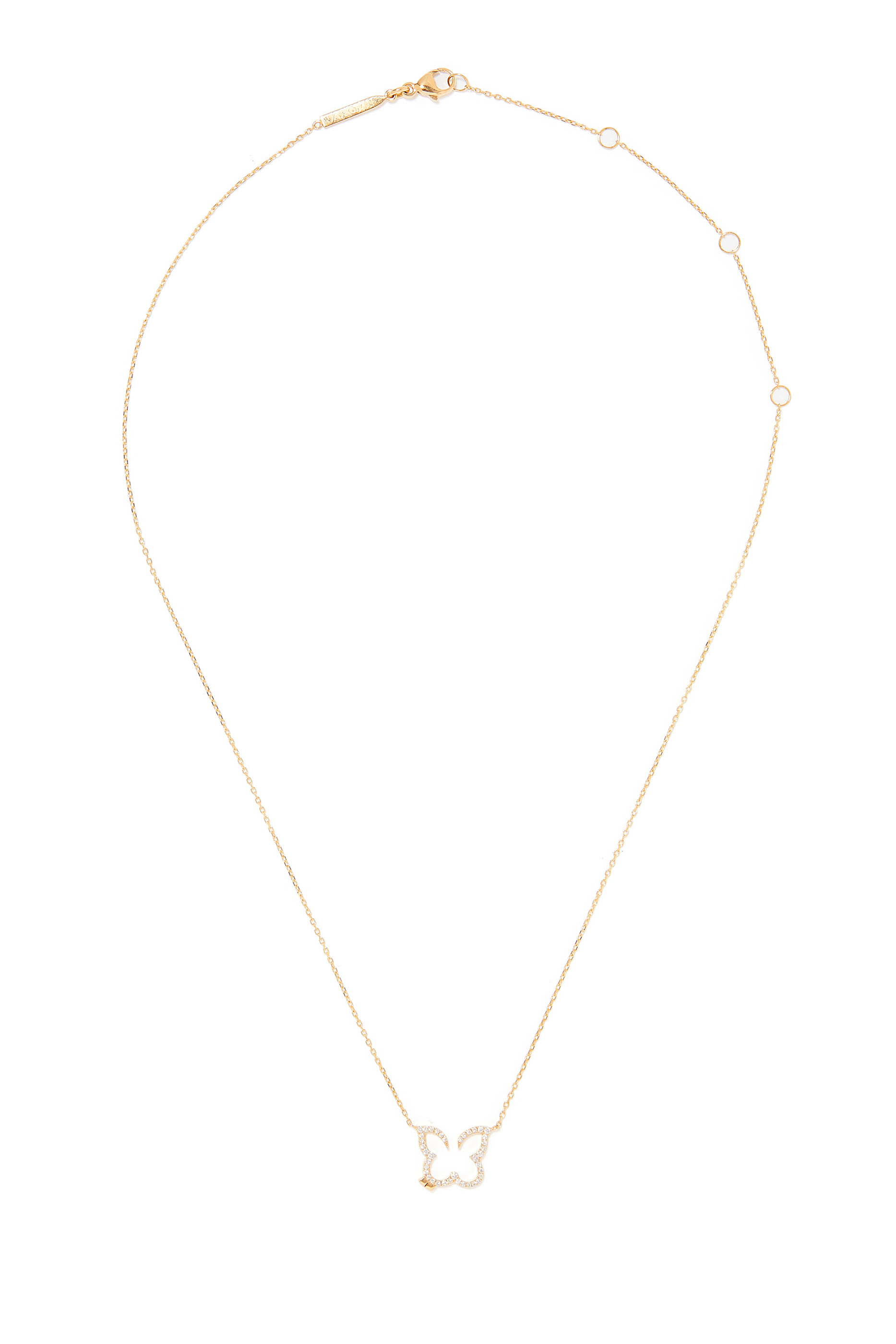 قلادة بدلاية بتصميم فراشة الحرية مرصعة بالماس ذهب أصفر عيار 18