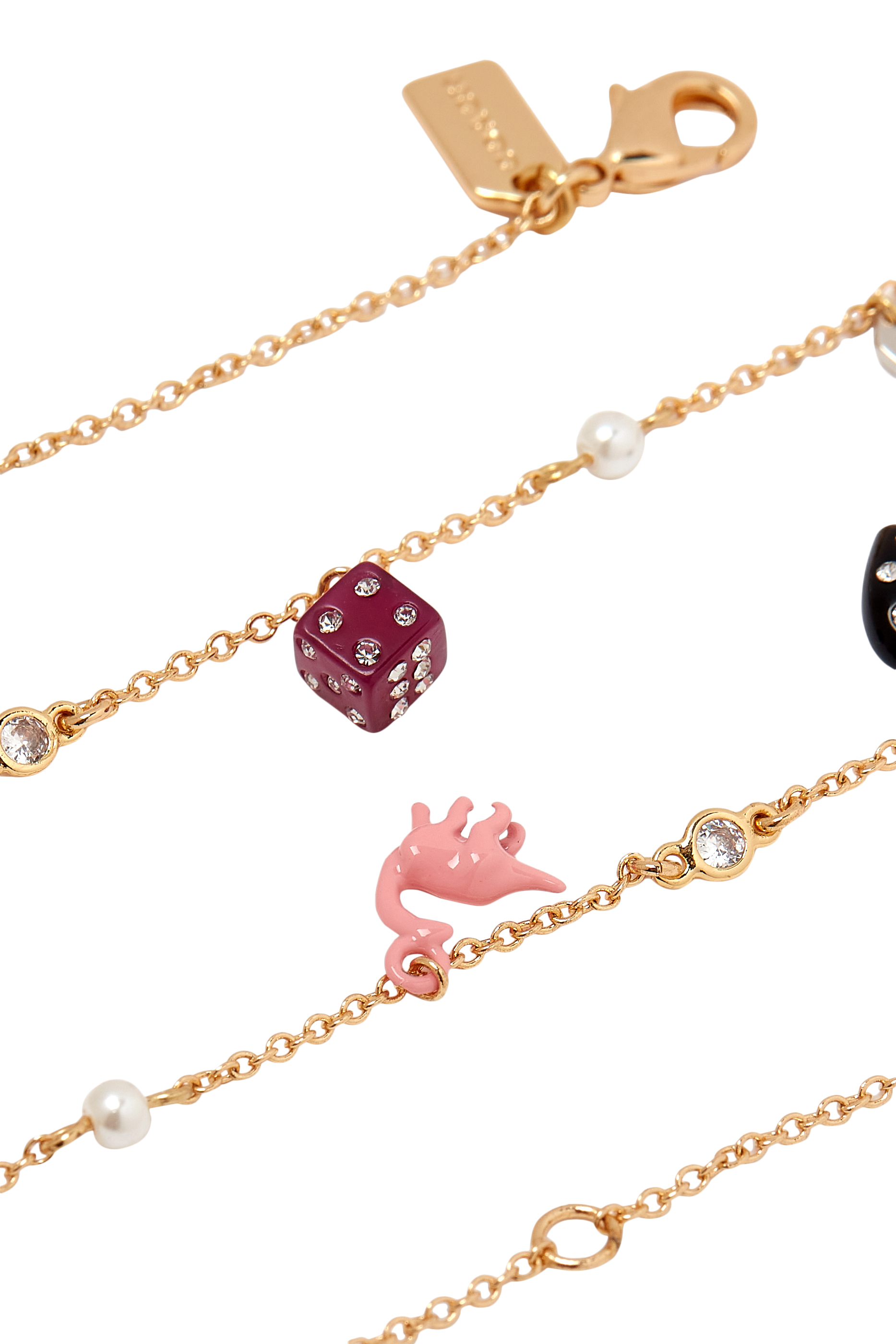 قلادة بيب بحلي فينتج صغيرة مرصعة بكريستال زجاجي وأحجار الراين، نحاس