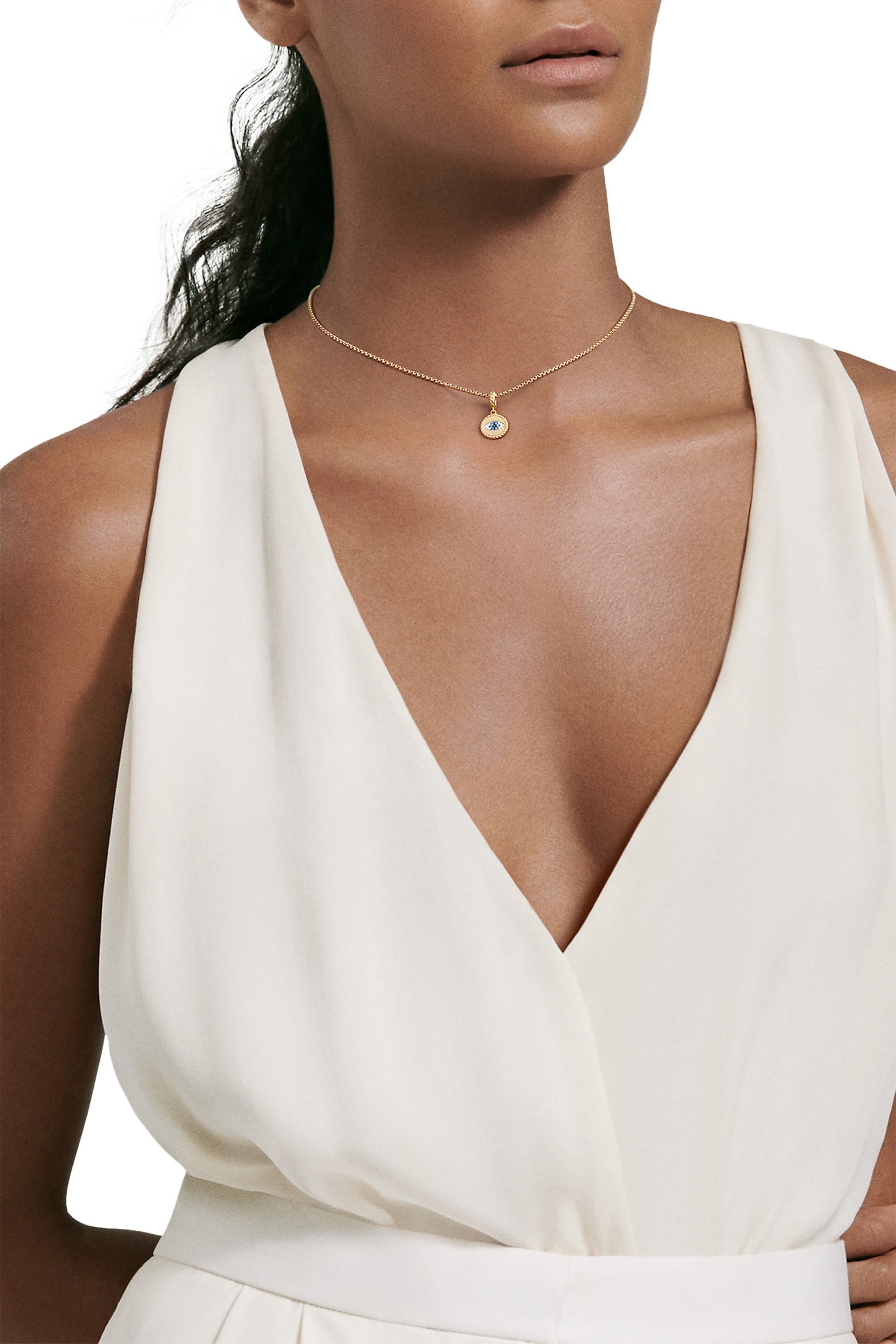 قلادة كابل كوليكتبلز بدلاية بعين حسود مرصعة بالماس والياقوت، ذهب أصفر عيار 18