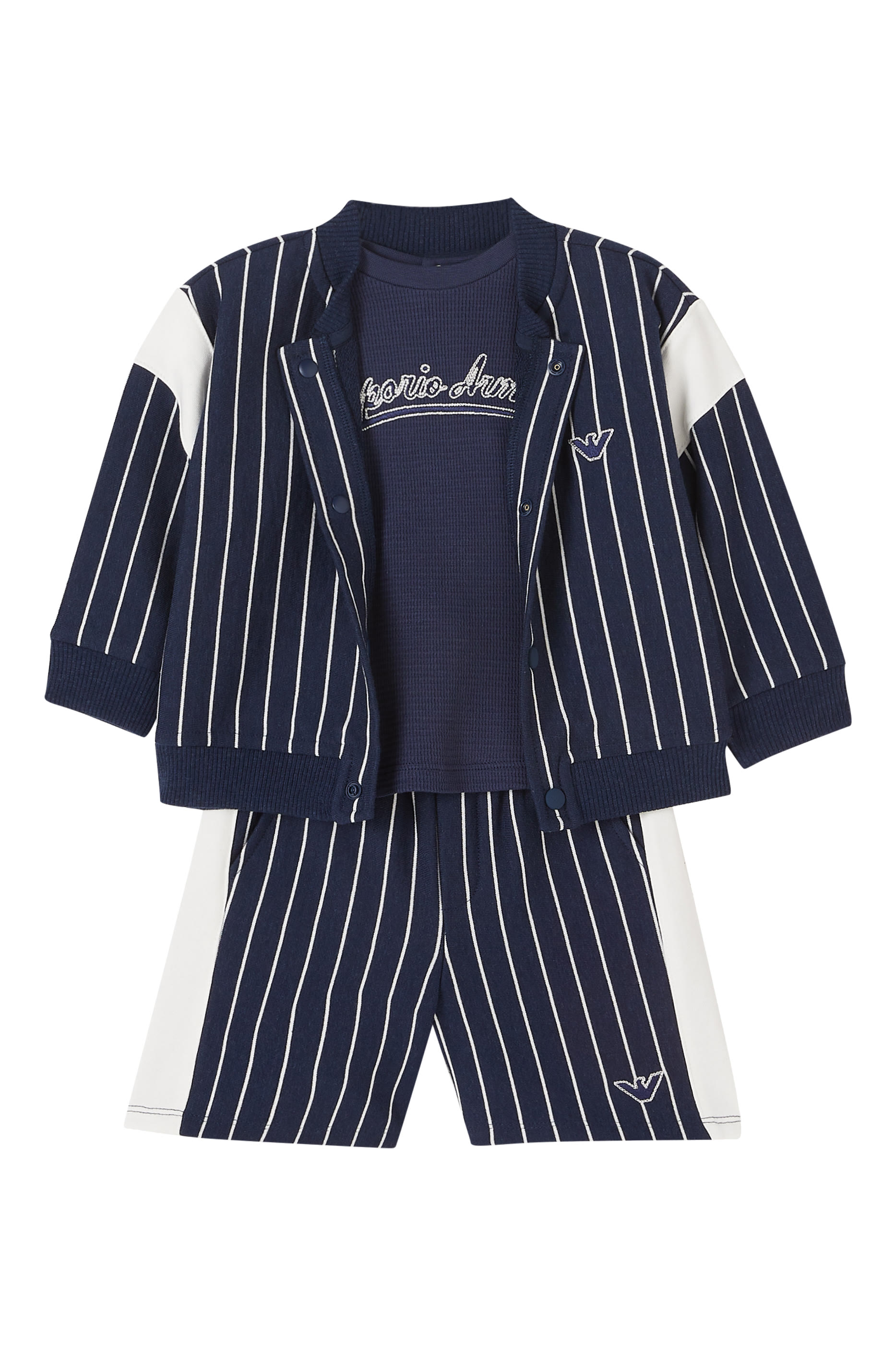 سويت شيرت مخطط بشعار الماركة للأطفال