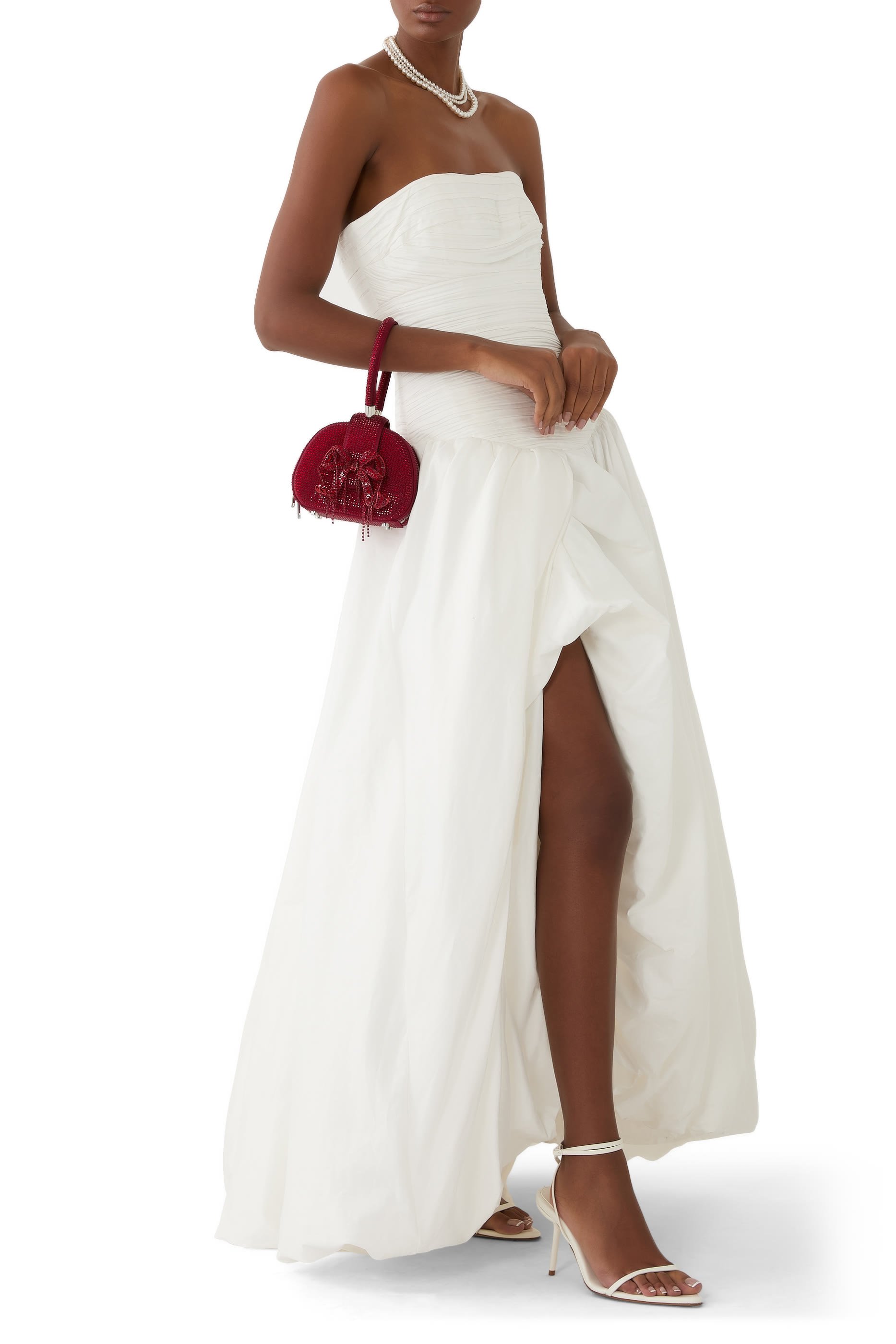 فستان فيوليت طويل بحافة منفوخة