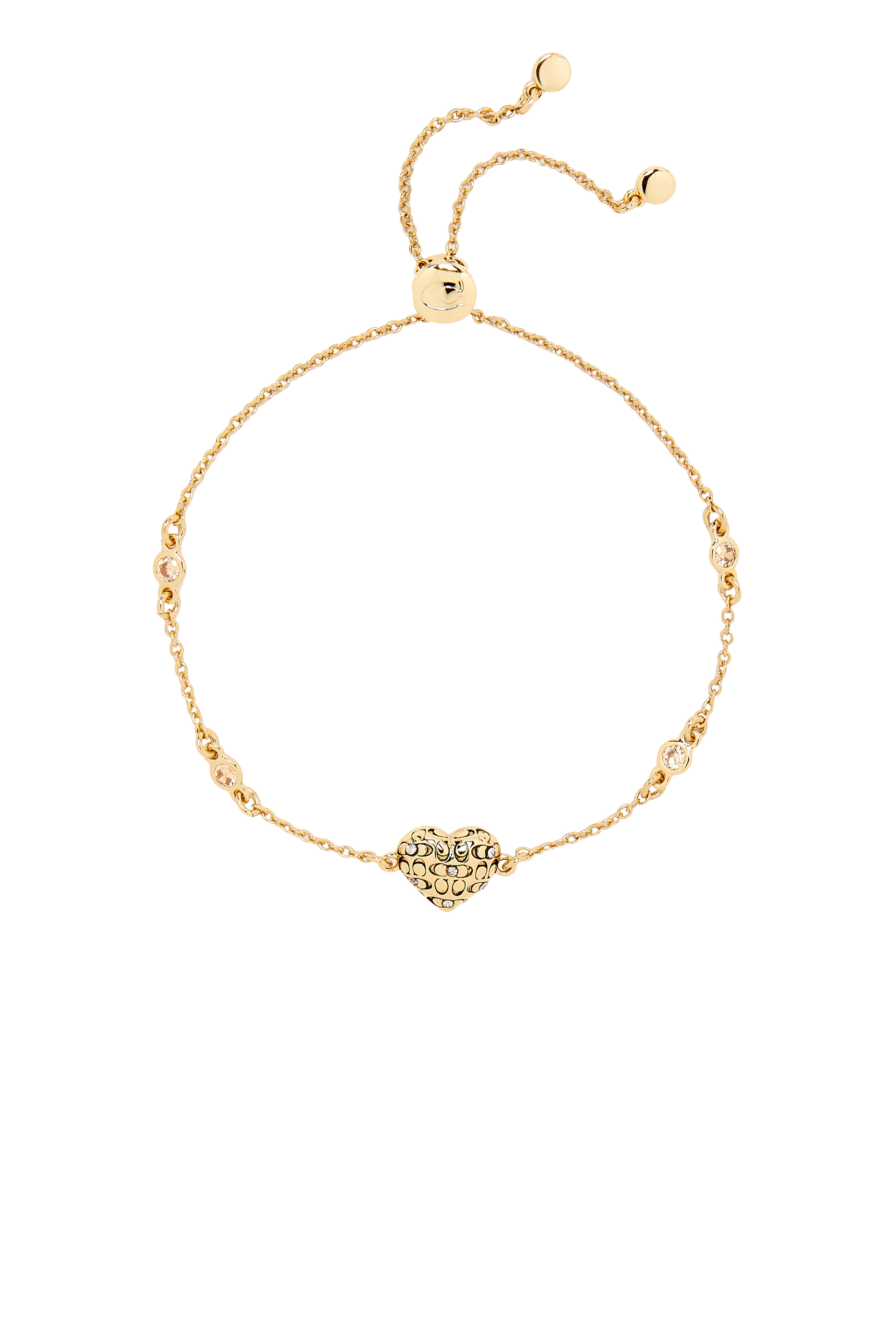 سوار بمشبك متحرك وحلية بتصميم قلب محفور بشعار الماركة بنمط مبطن