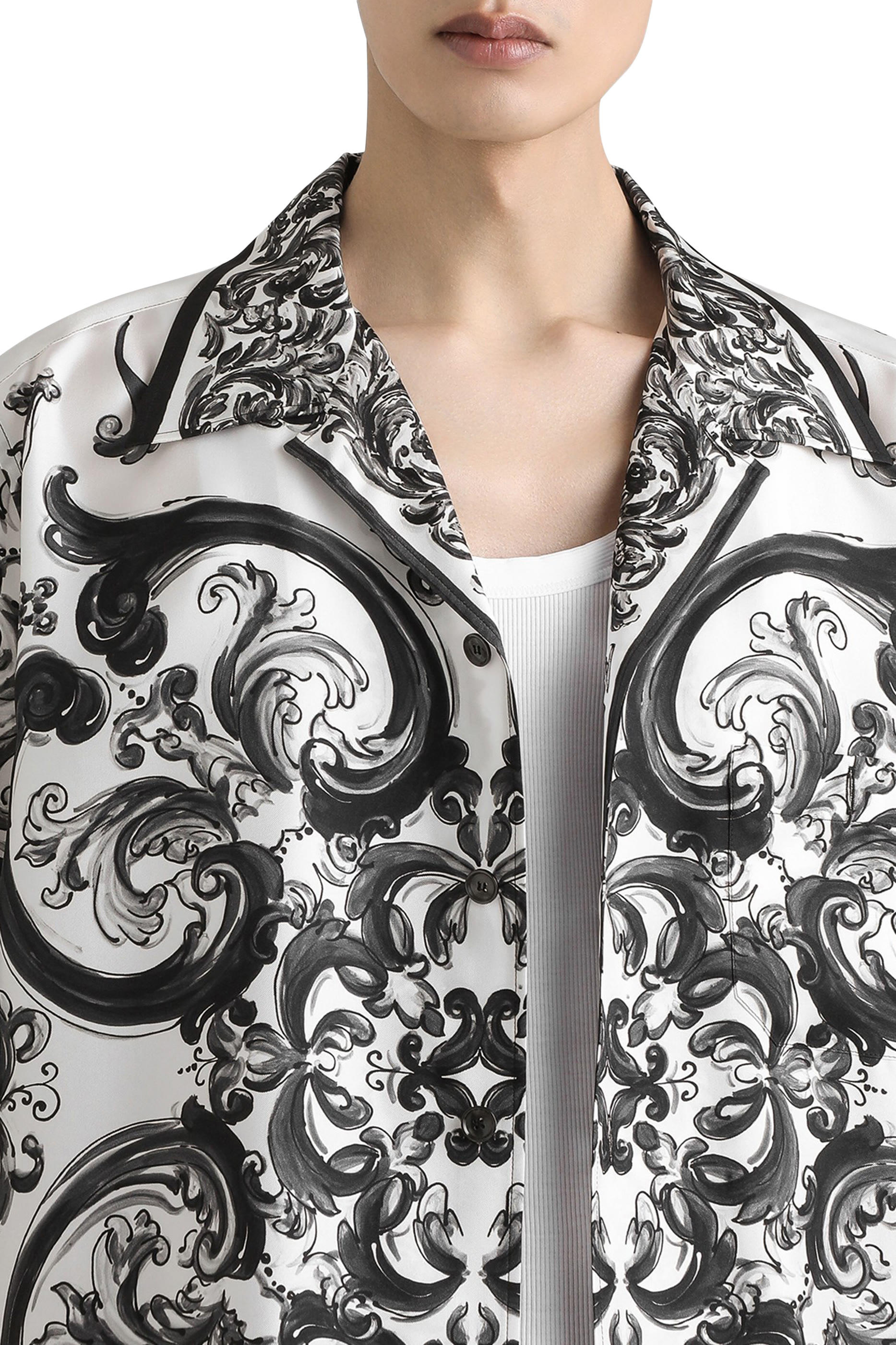 قميص هاواي بطبعة مايوليكا حرير تويل