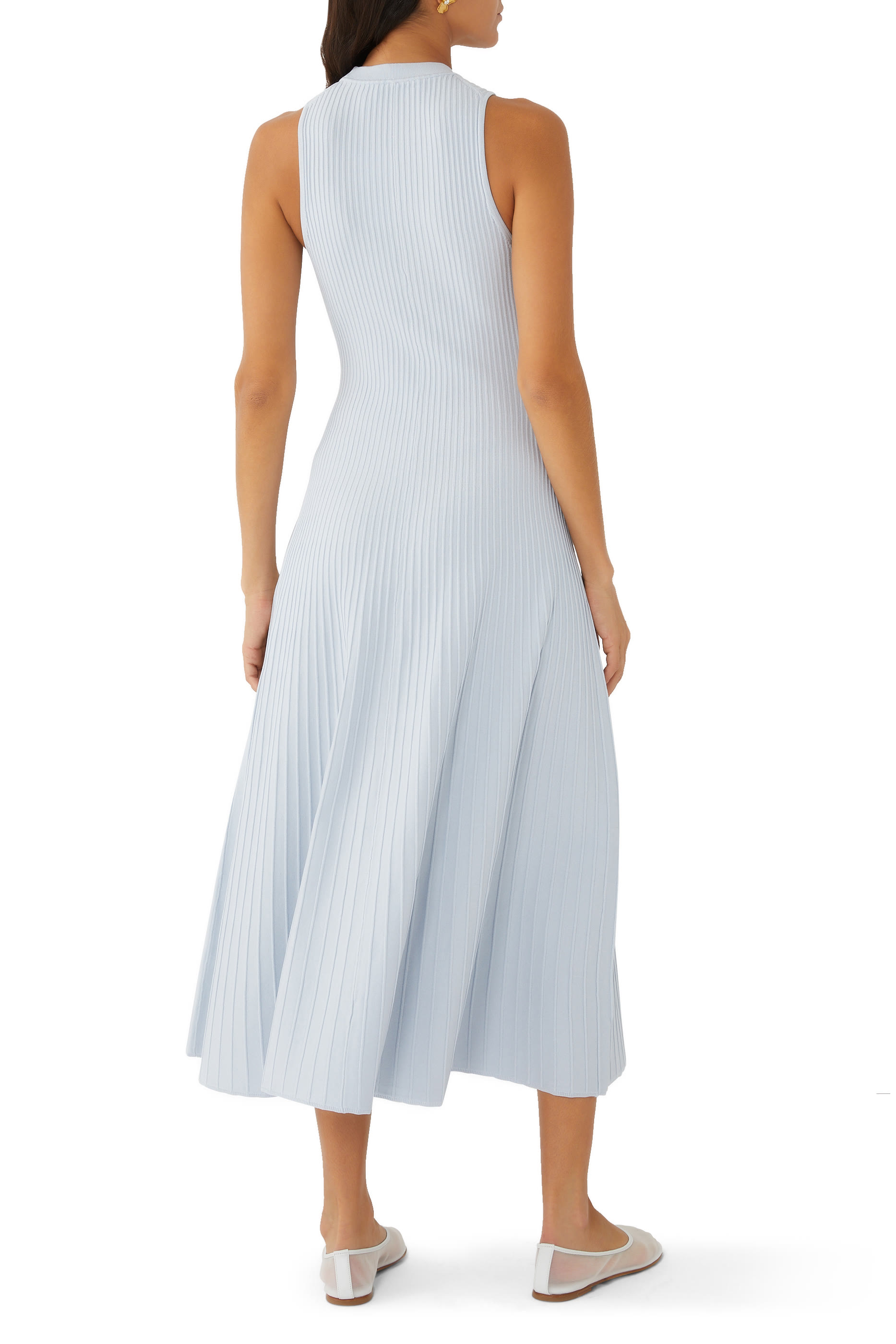 فستان منسوج بلا أكمام بياقة عالية