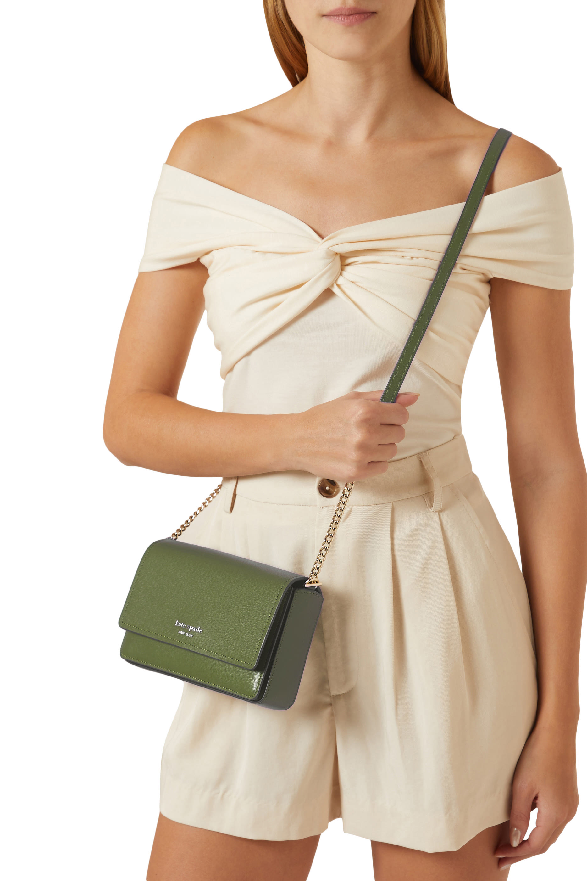 حقيبة مورغان بغطاء قلاب وسلسلة جلد