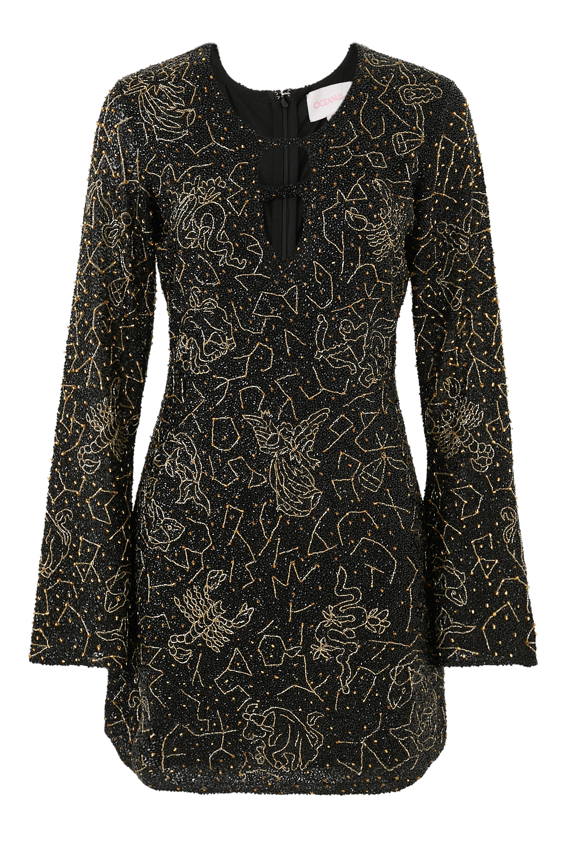 فستان زودياك شيفون قصير بأكمام طويلة - بإصدار حصري