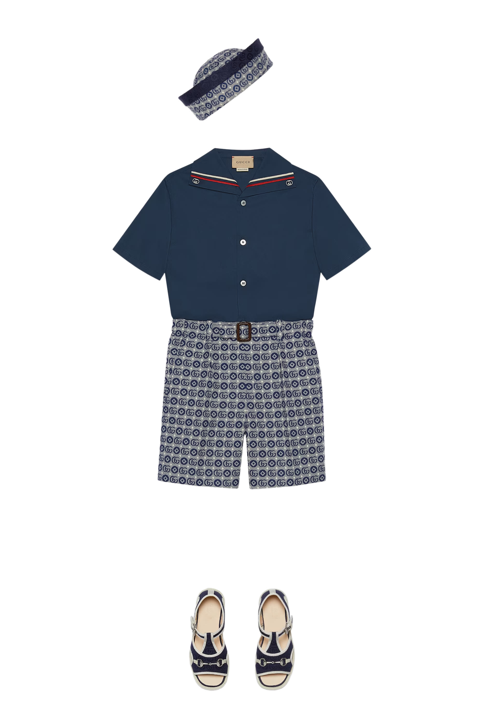 قميص مطرز بحرفي شعار الماركة بنمط متداخل للأطفال