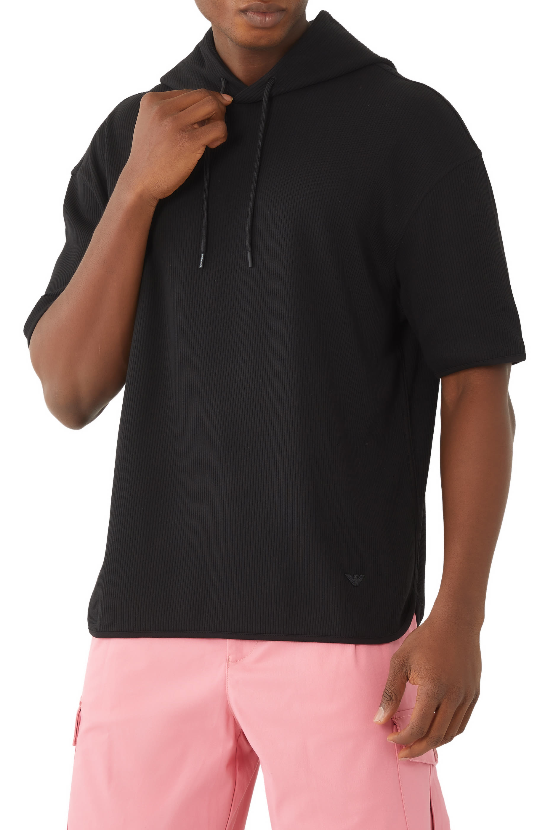 سويت شيرت بغطاء رأس ونقشة شعار الماركة بحجم صغير