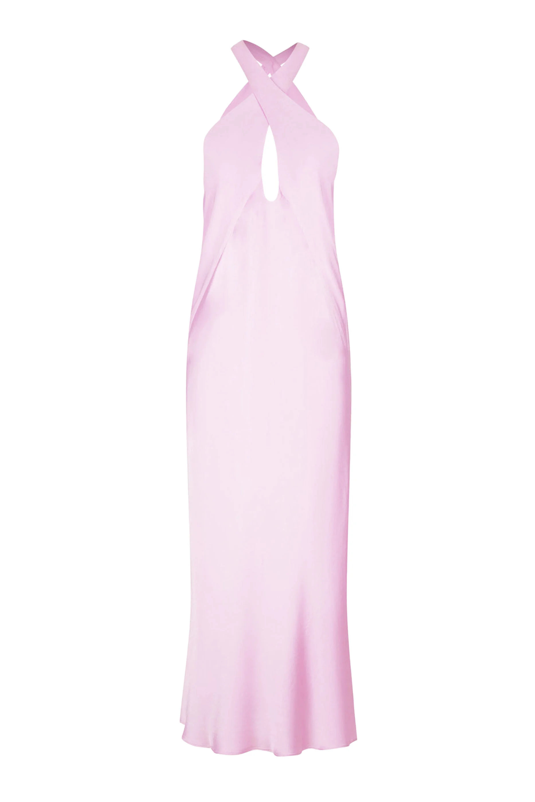 فستان لا لون متوسط الطول بتصميم متقاطع في الأمام وفتحة