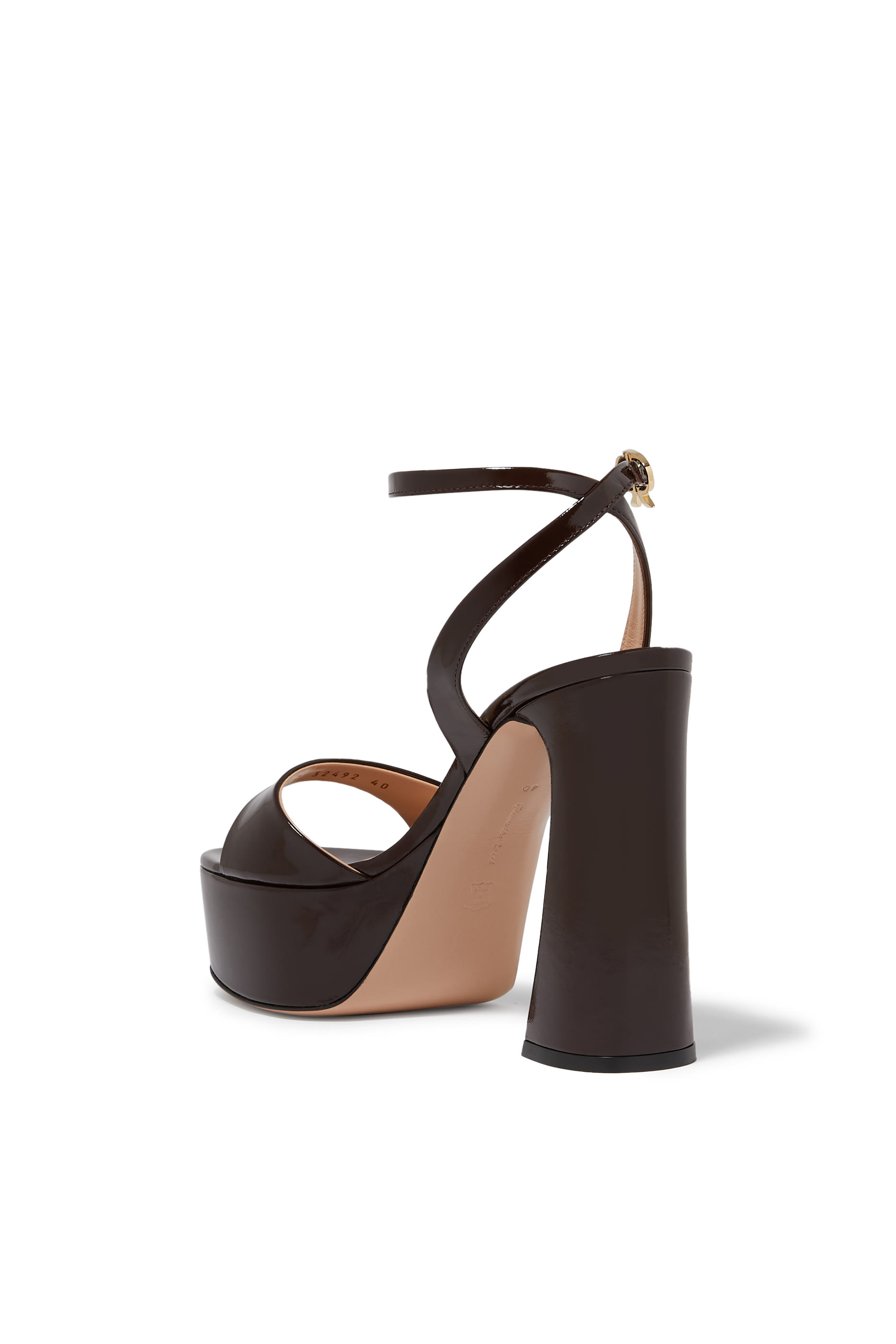 صندل نانسي 110 بكعب سميك جلد لامع