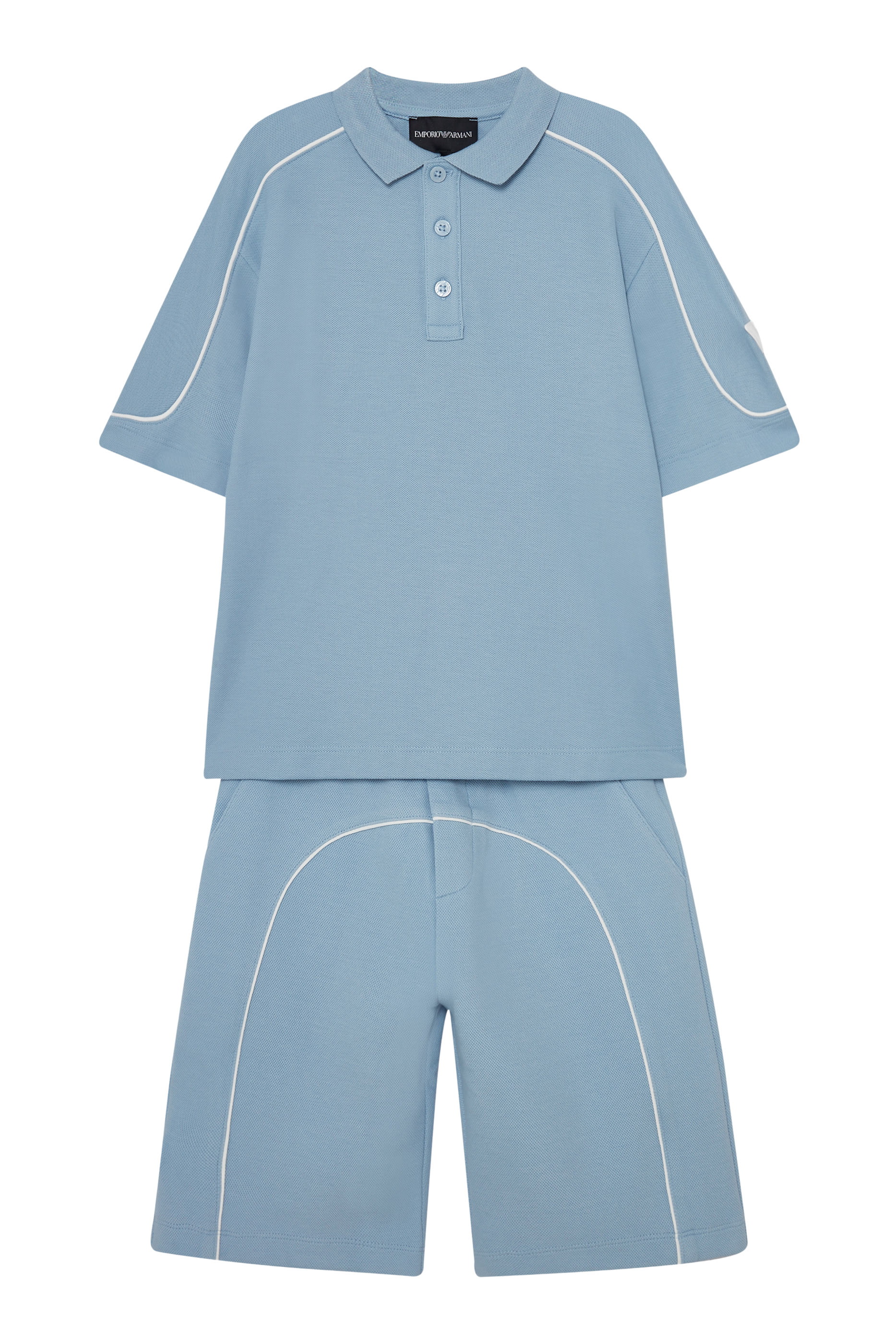 شورت بيرمودا بشعار الماركة مزين بتفاصيل بارزة جيرسيه مزدوج بيكيه للأطفال