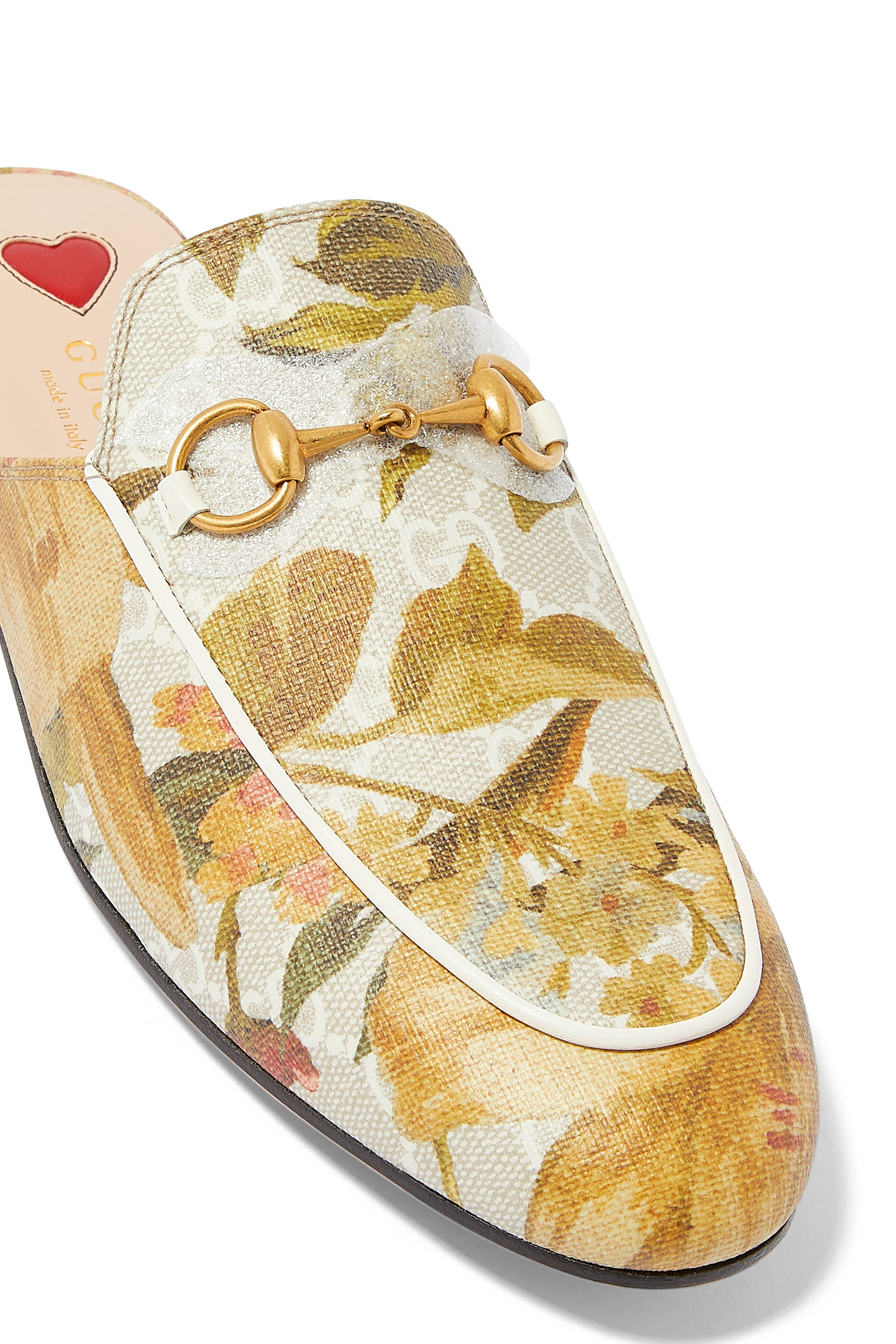 حذاء برينستاون مفتوح من الخلف بشعار GG ونقشة زهور