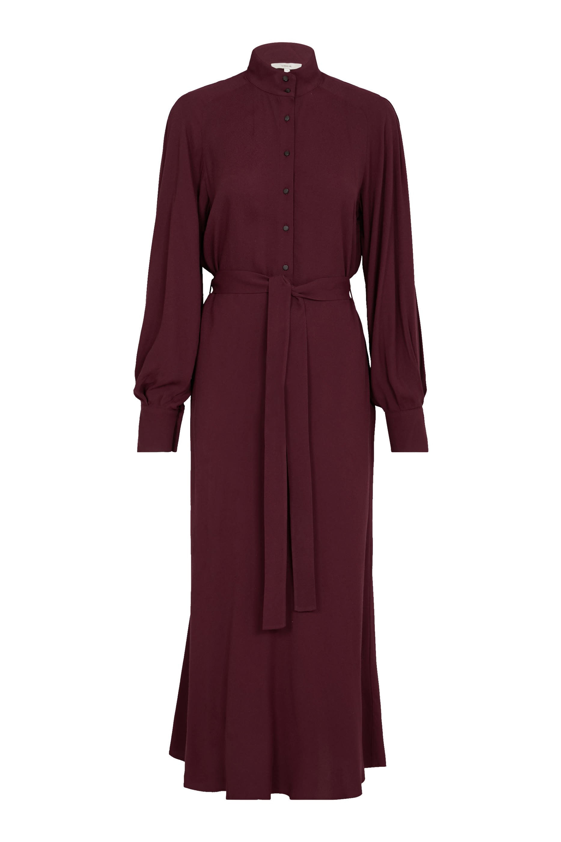 Crepe Collar-Stand Shirt Dress
