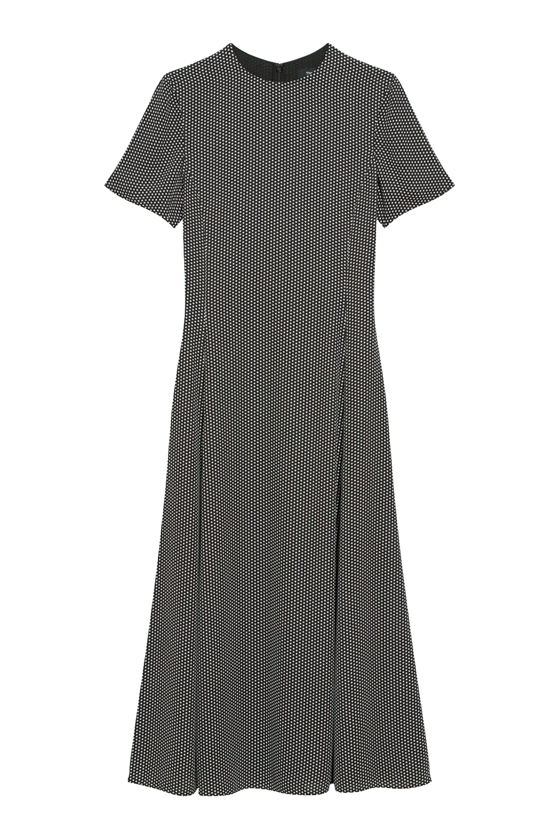 فستان متوسط الطول بقصة واسعة بأكمام قصيرة