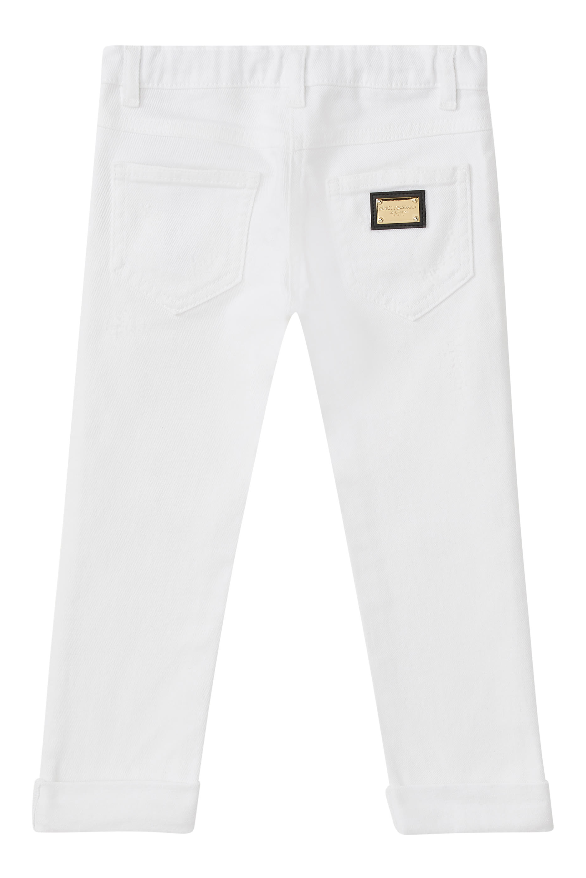 بنطال جينز دنيم للأطفال بحلية شعار الماركة