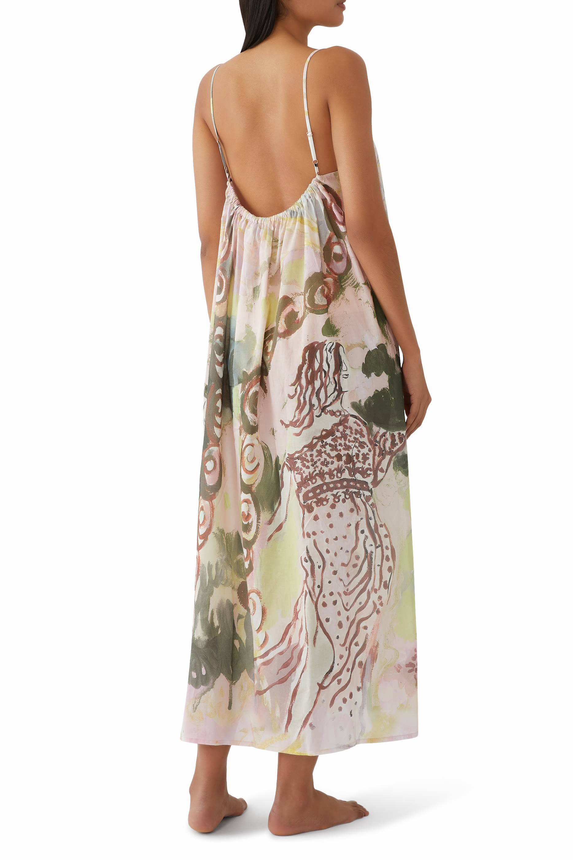 فستان نوم سهل الارتداء بياقة مربعة