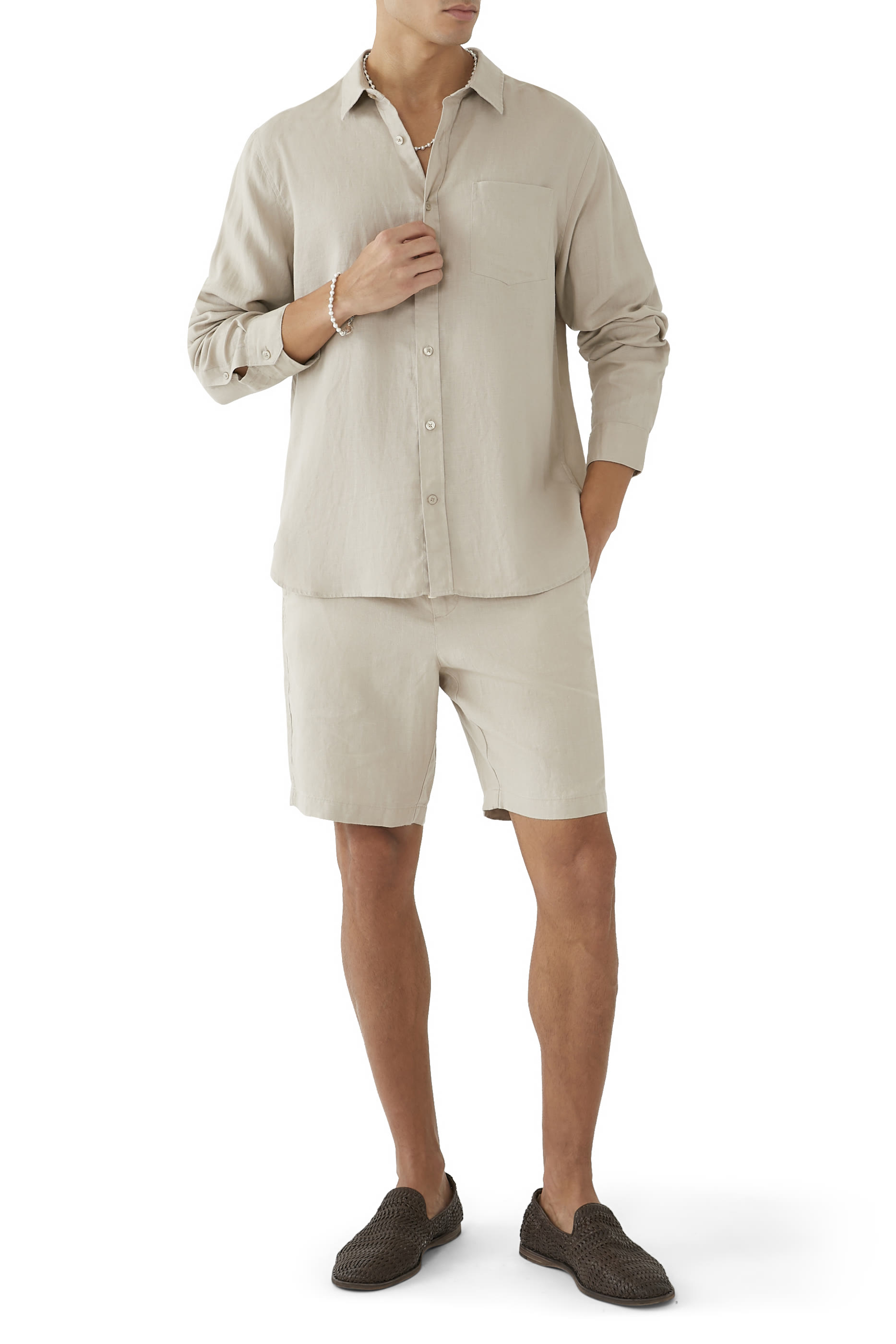 قميص بأكمام طويلة كتان