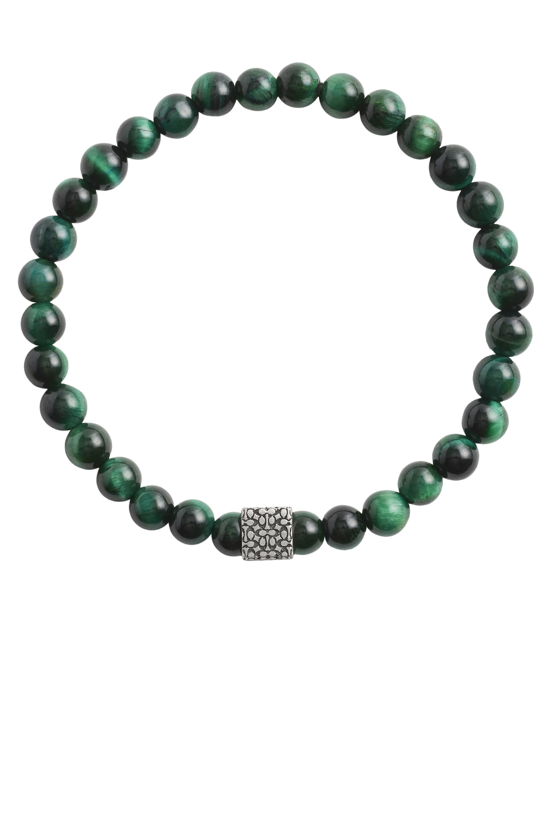 سوار مطاطي بخرز عين النمر وحلية فضة إسترلينية