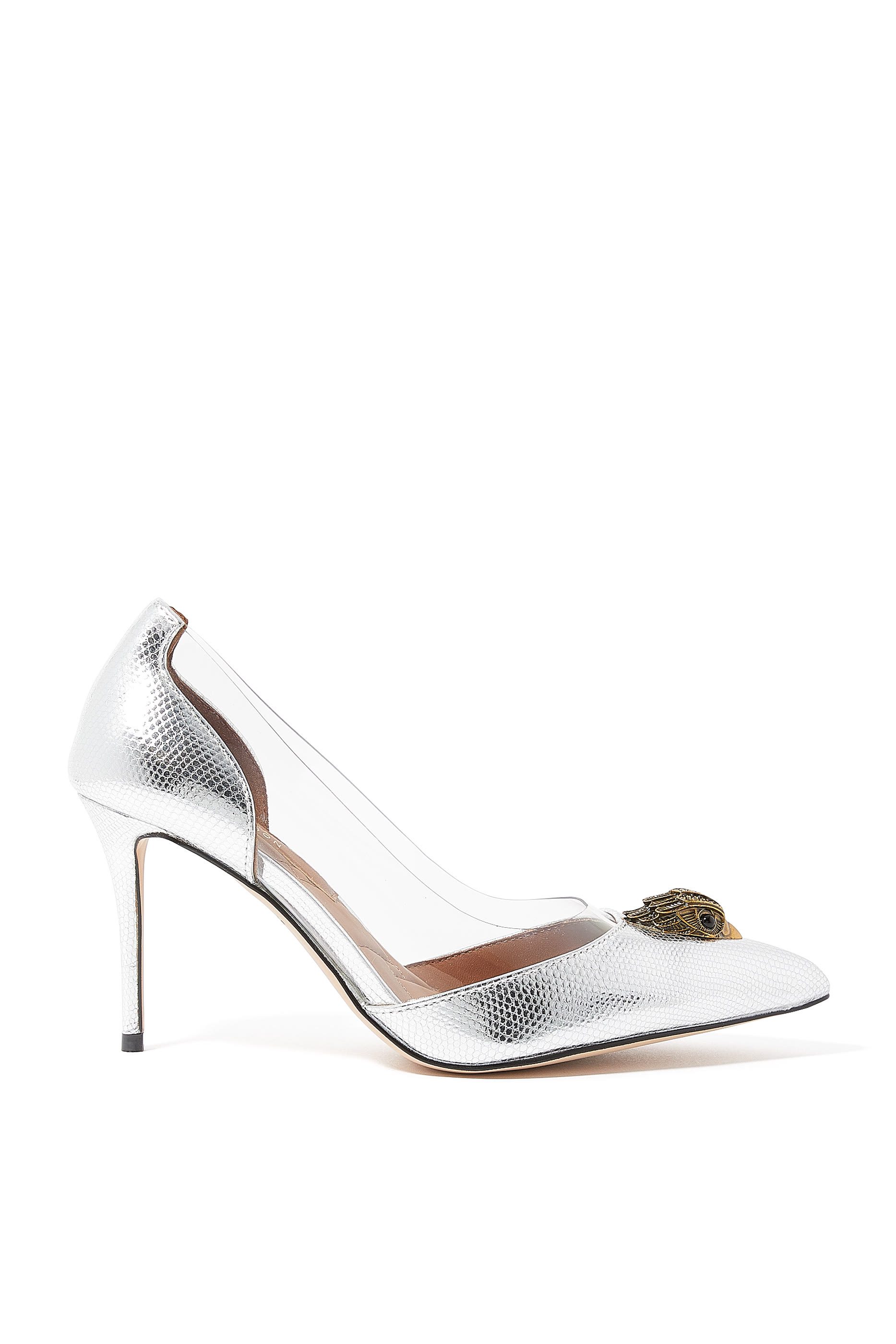 حذاء كلاسيكي بلجرافيا 85 بكعب وحلية شعار الماركة فينيل