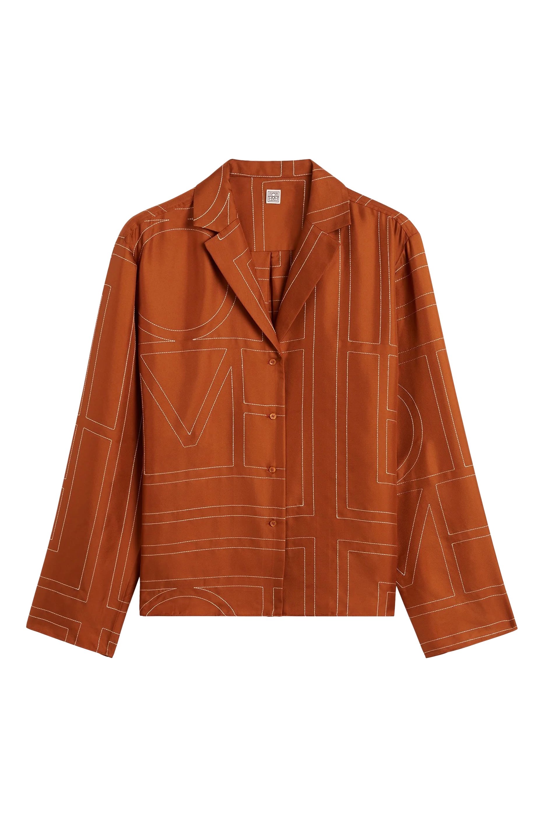 بلوزة بيجامة بنقشة حروف شعار الماركة حرير