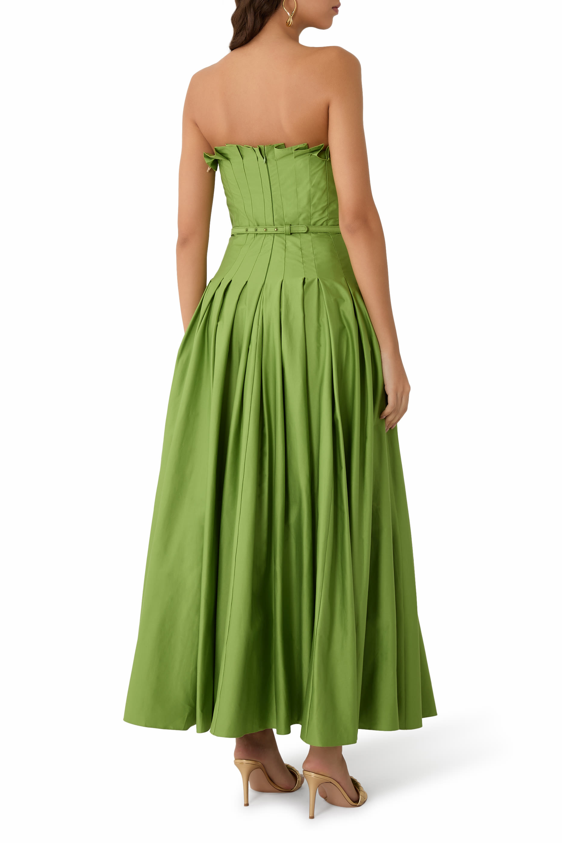 فستان بلا حمالات قطن تويل