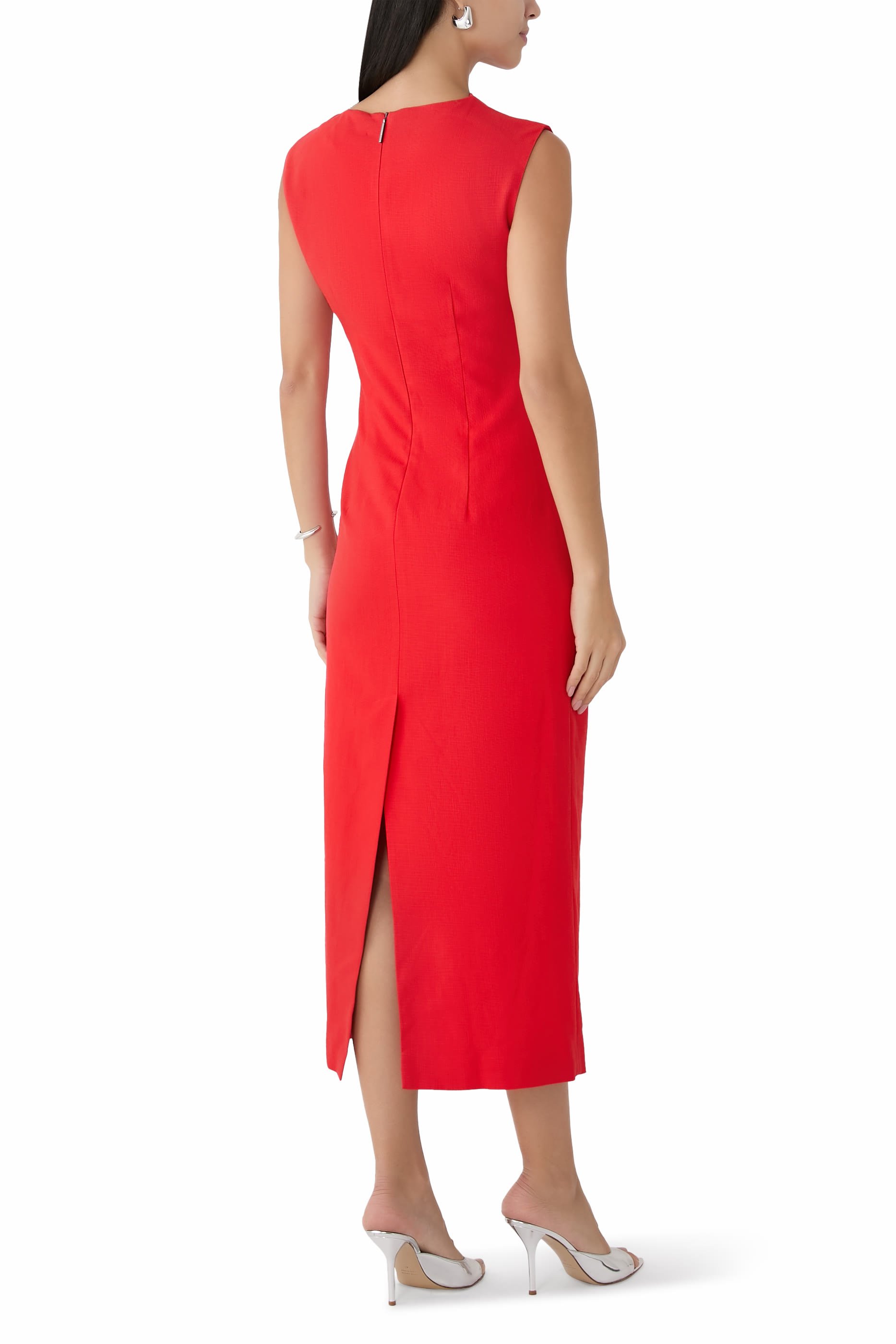 فستان متوسط الطول بدرابيه