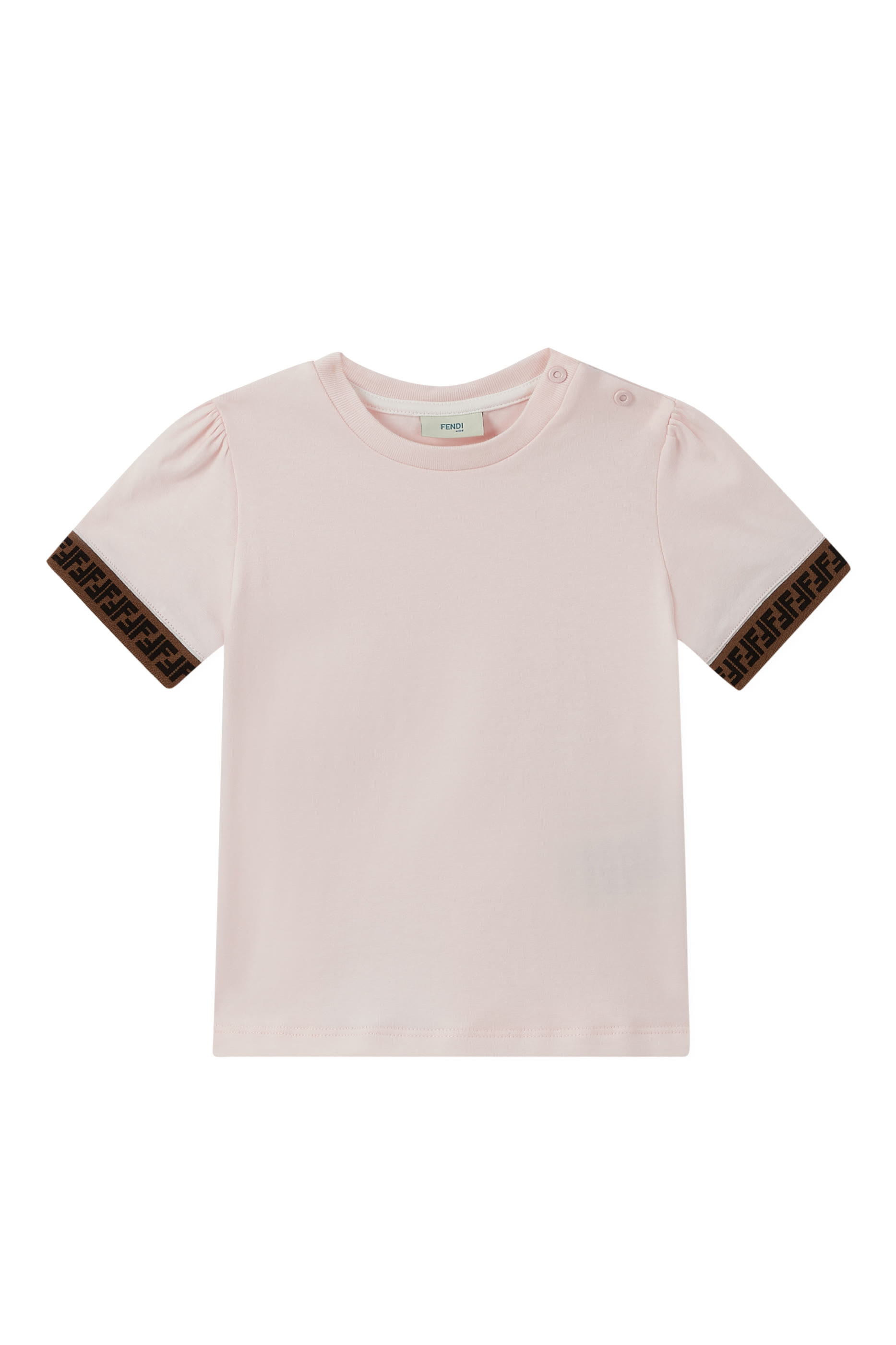 تي شيرت قطن بشريط بشعار الماركة