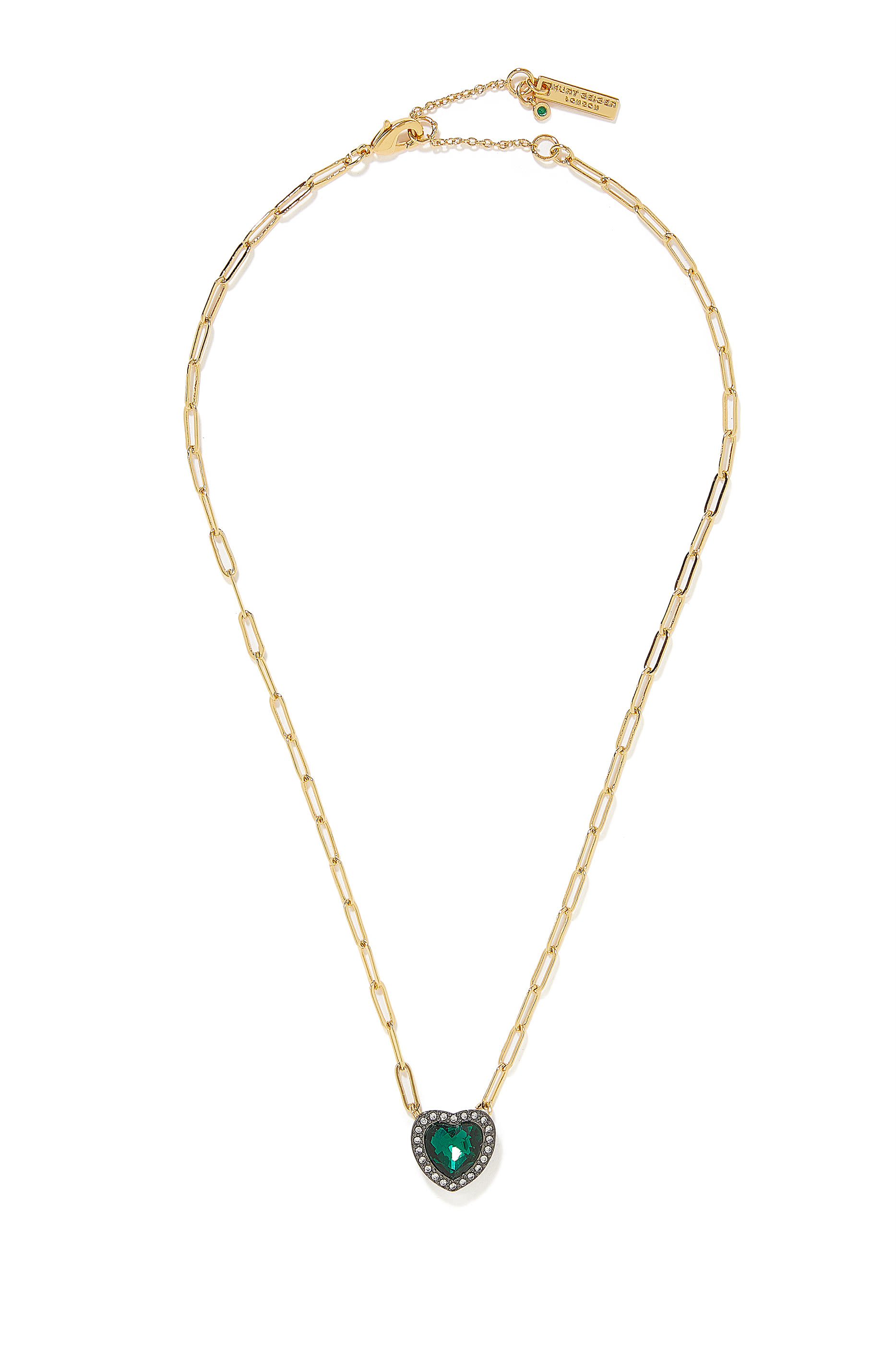 قلادة هالة بتصميم قلب مرصع بالماس معدن